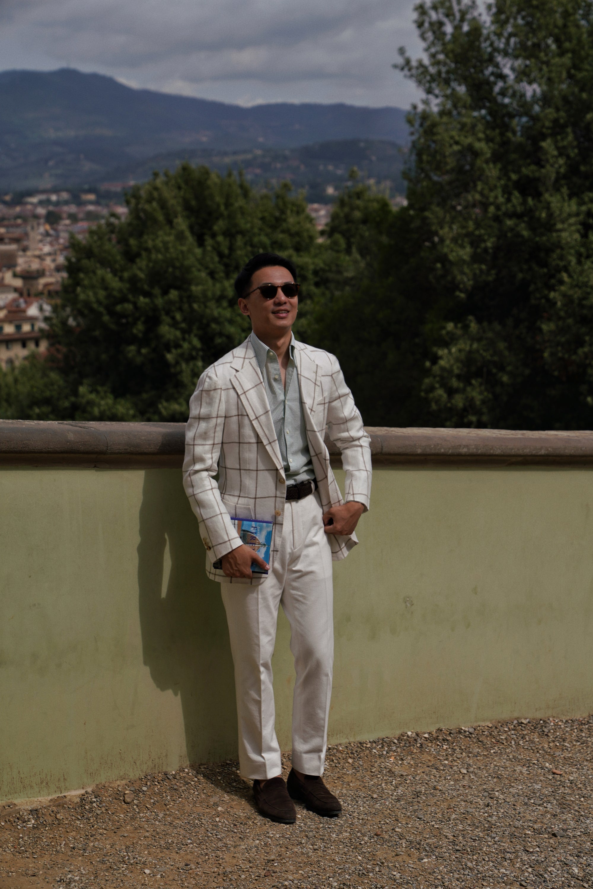 Beige Windowpane Linen Jacket #52