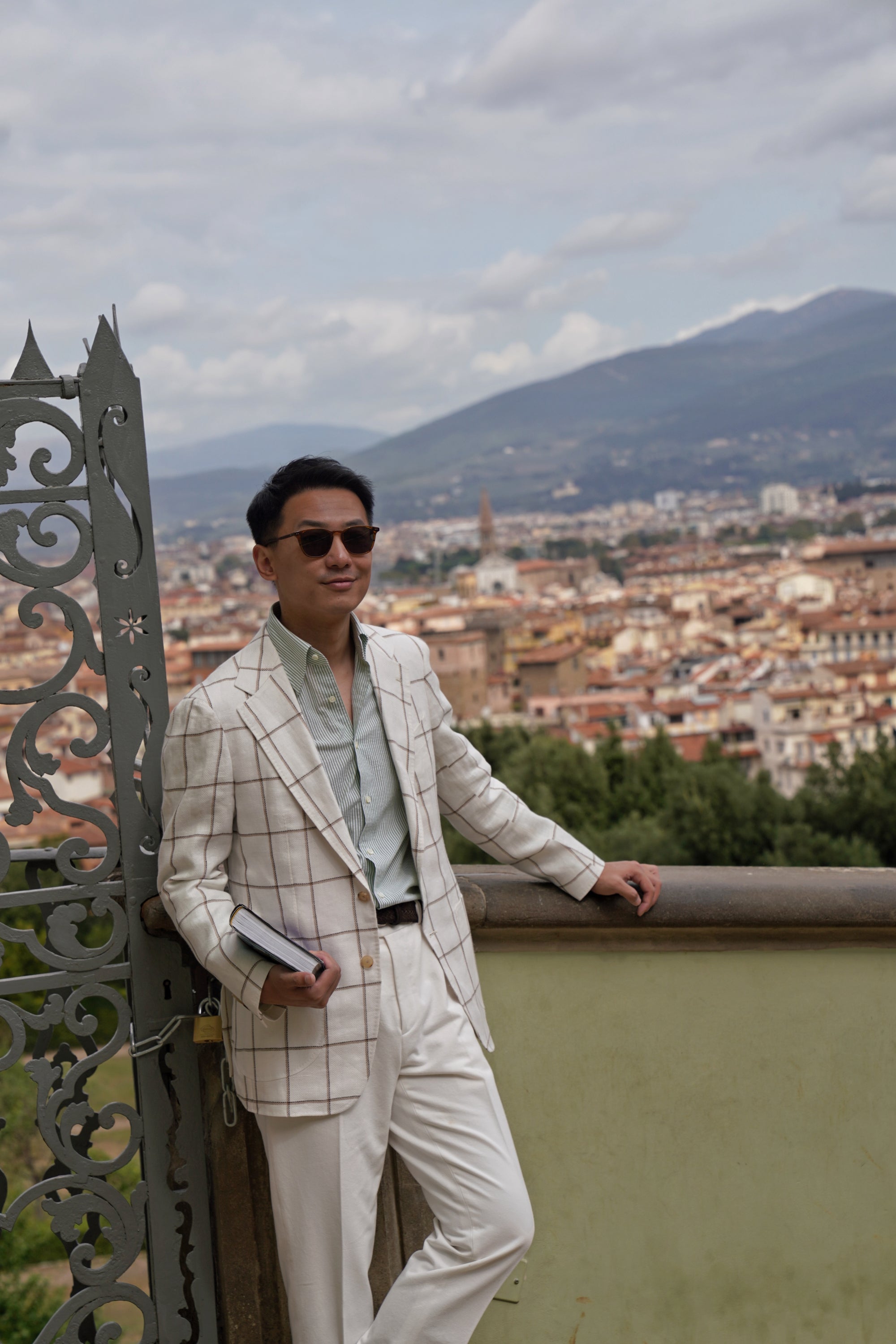 Beige Windowpane Linen Jacket #52