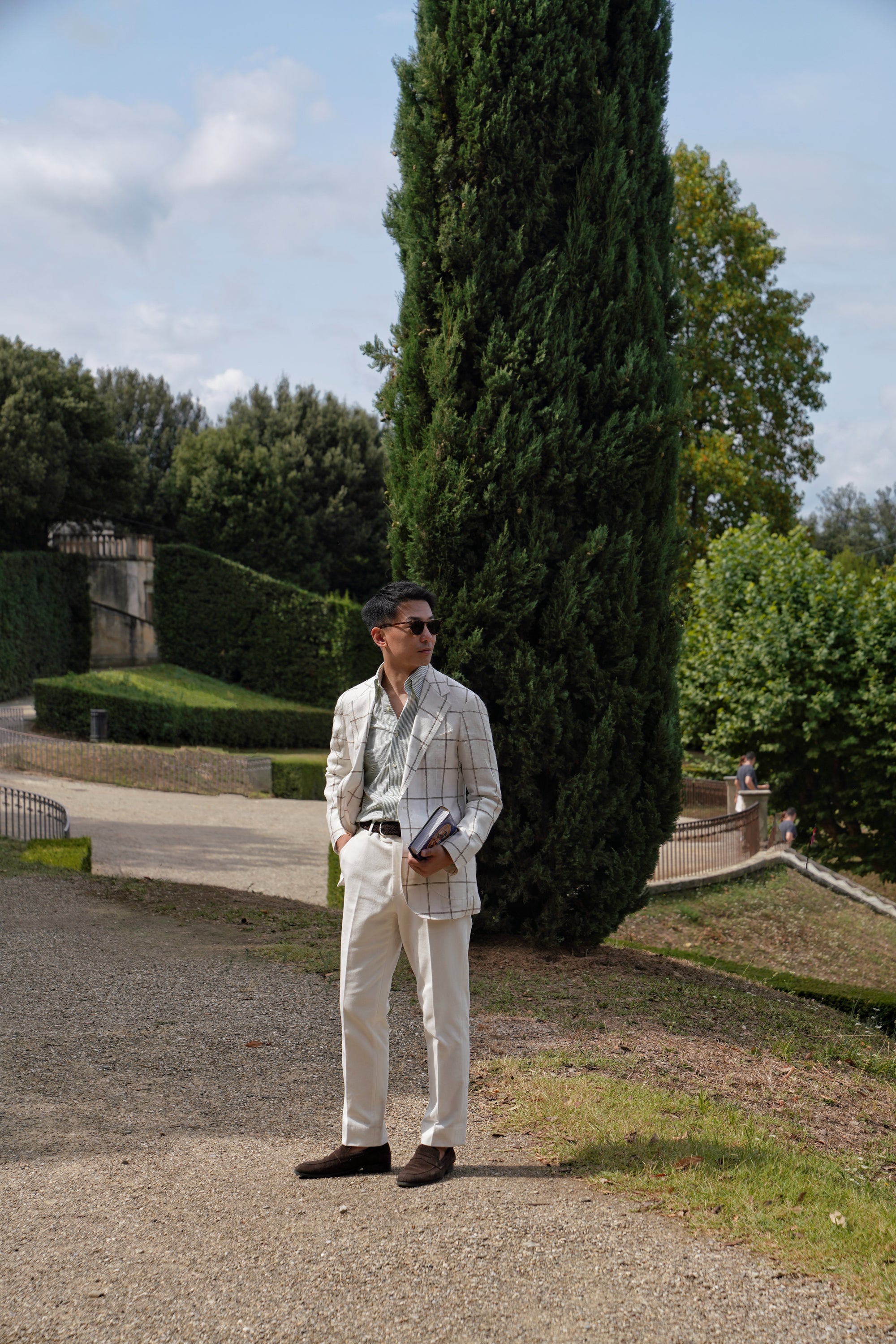 Beige Windowpane Linen Jacket #52