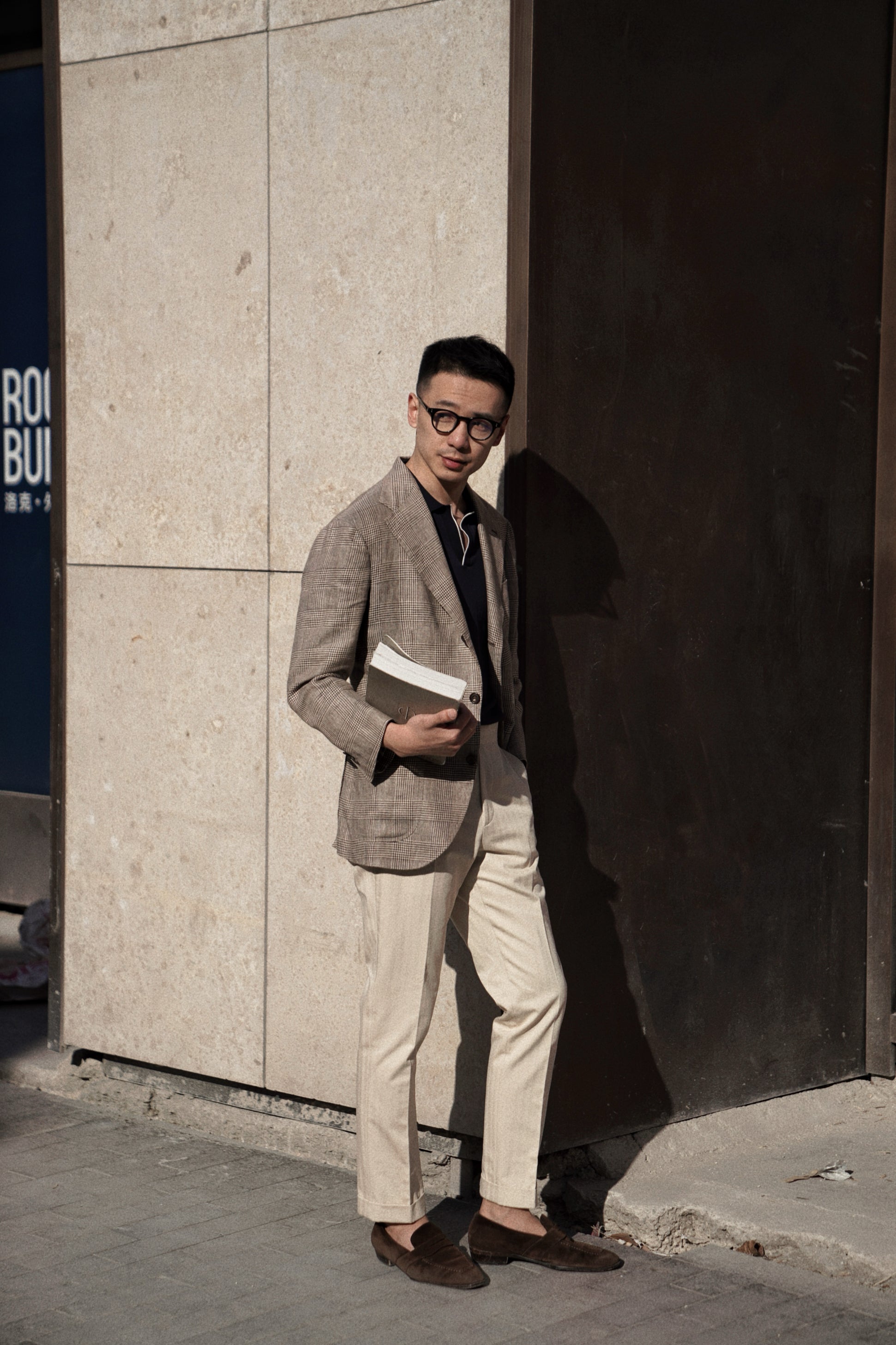 Light Brown Glen Check Linen Jacket #51