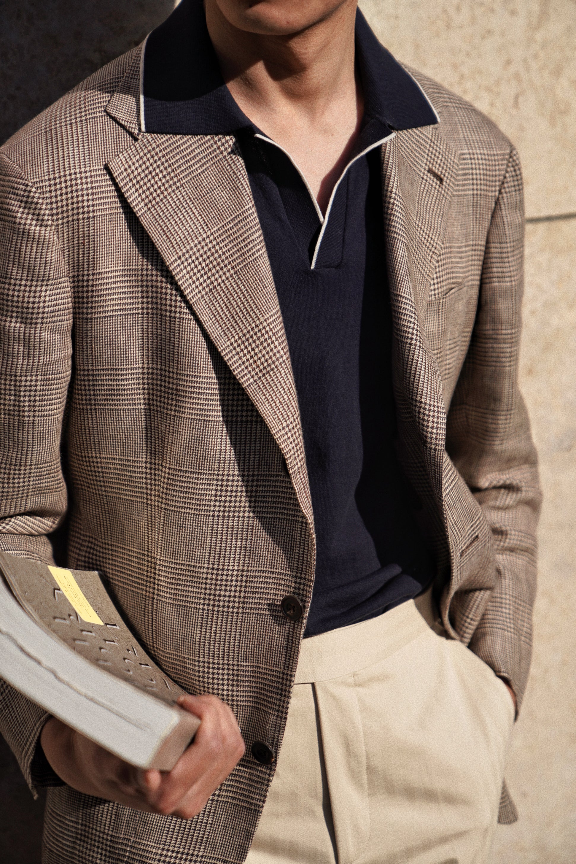 Light Brown Glen Check Linen Jacket #51