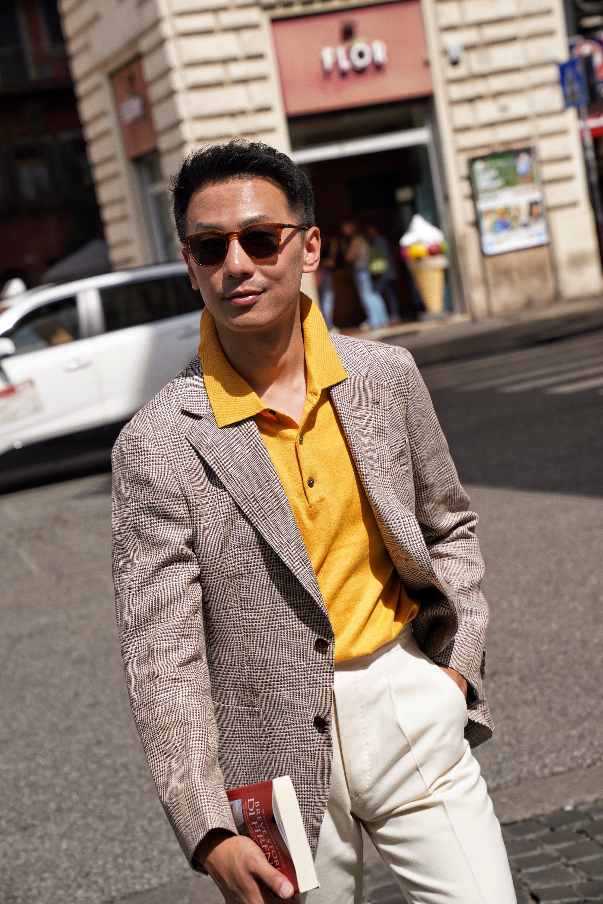 Light Brown Glen Check Linen Jacket #51