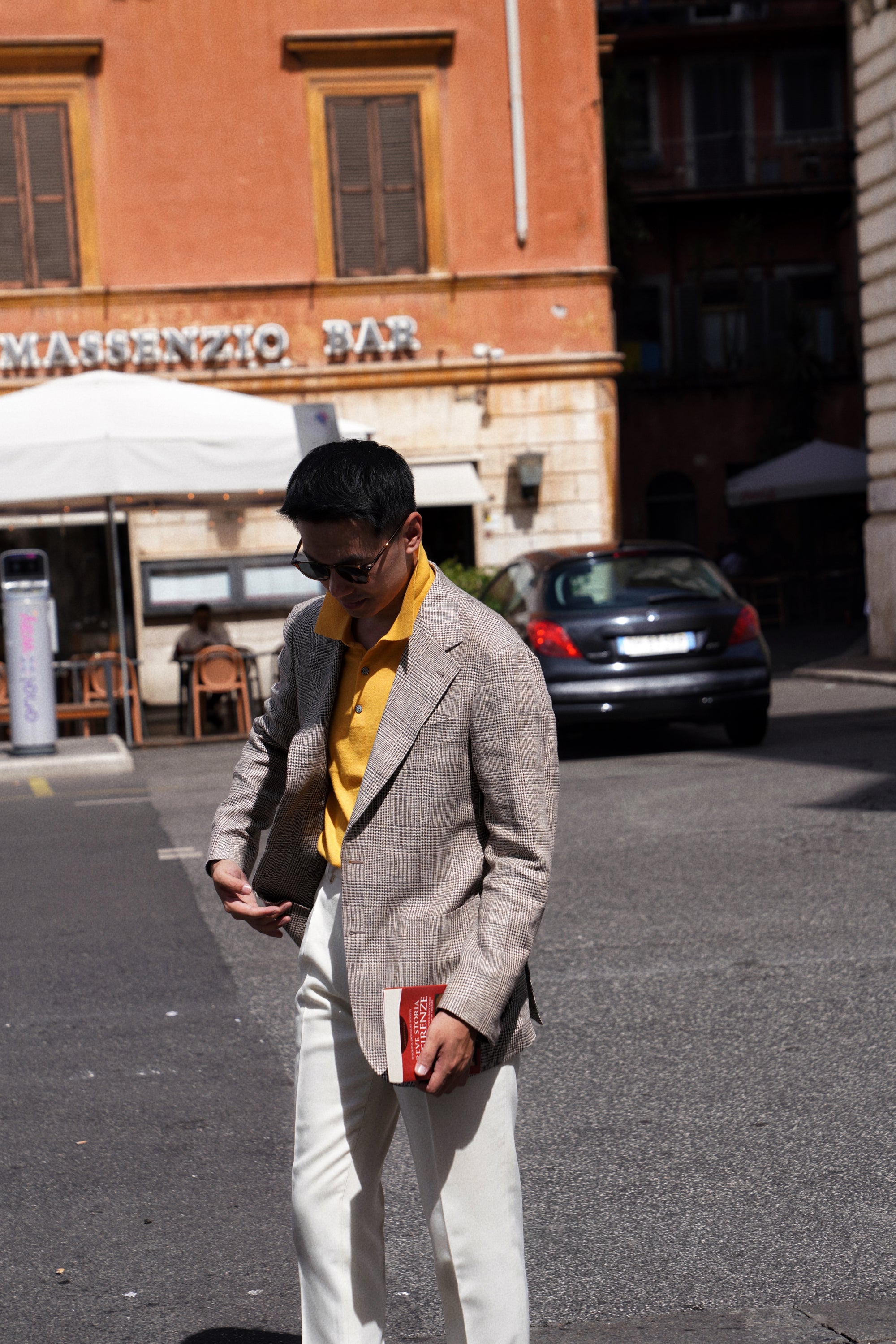 Light Brown Glen Check Linen Jacket #51