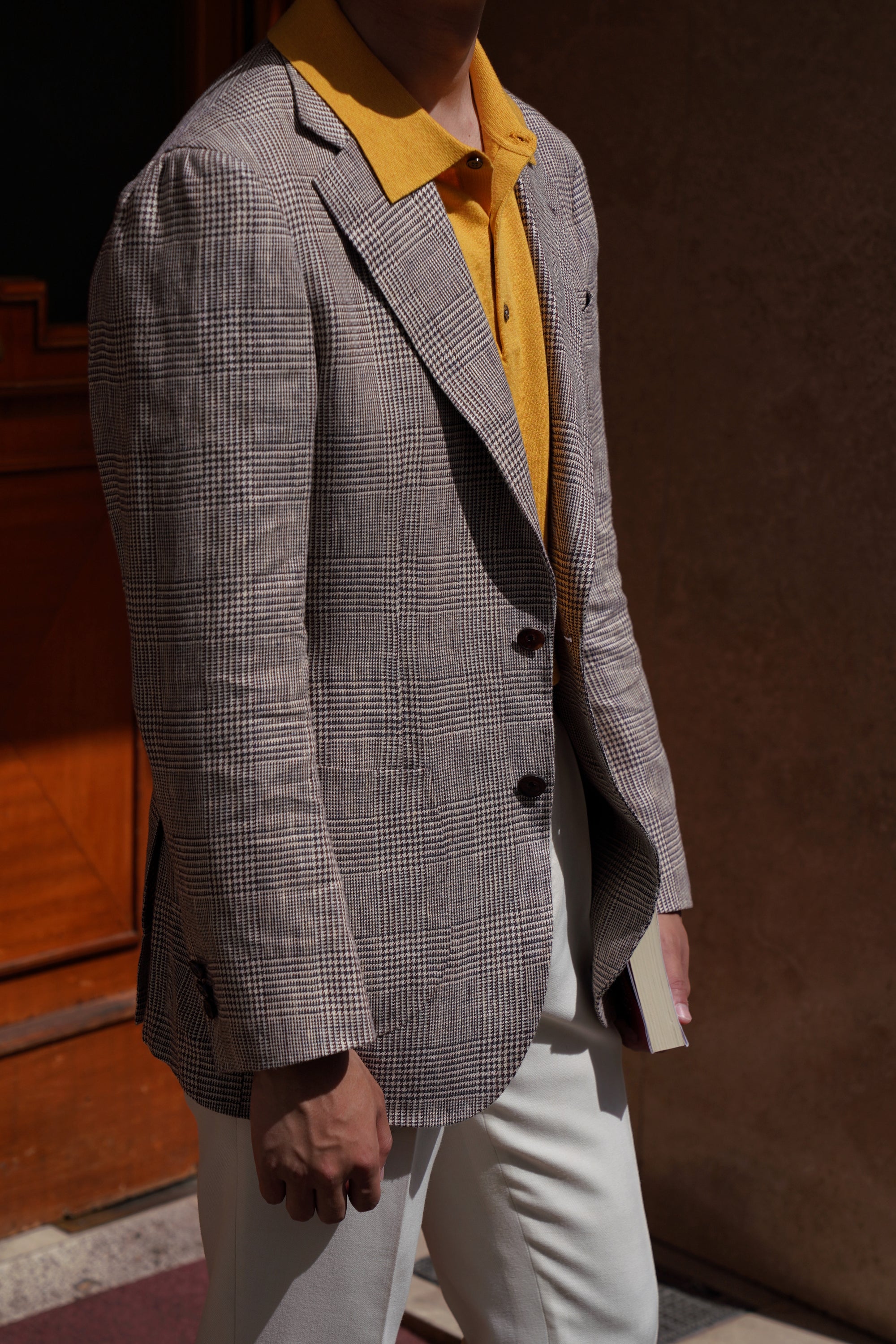 Light Brown Glen Check Linen Jacket #51