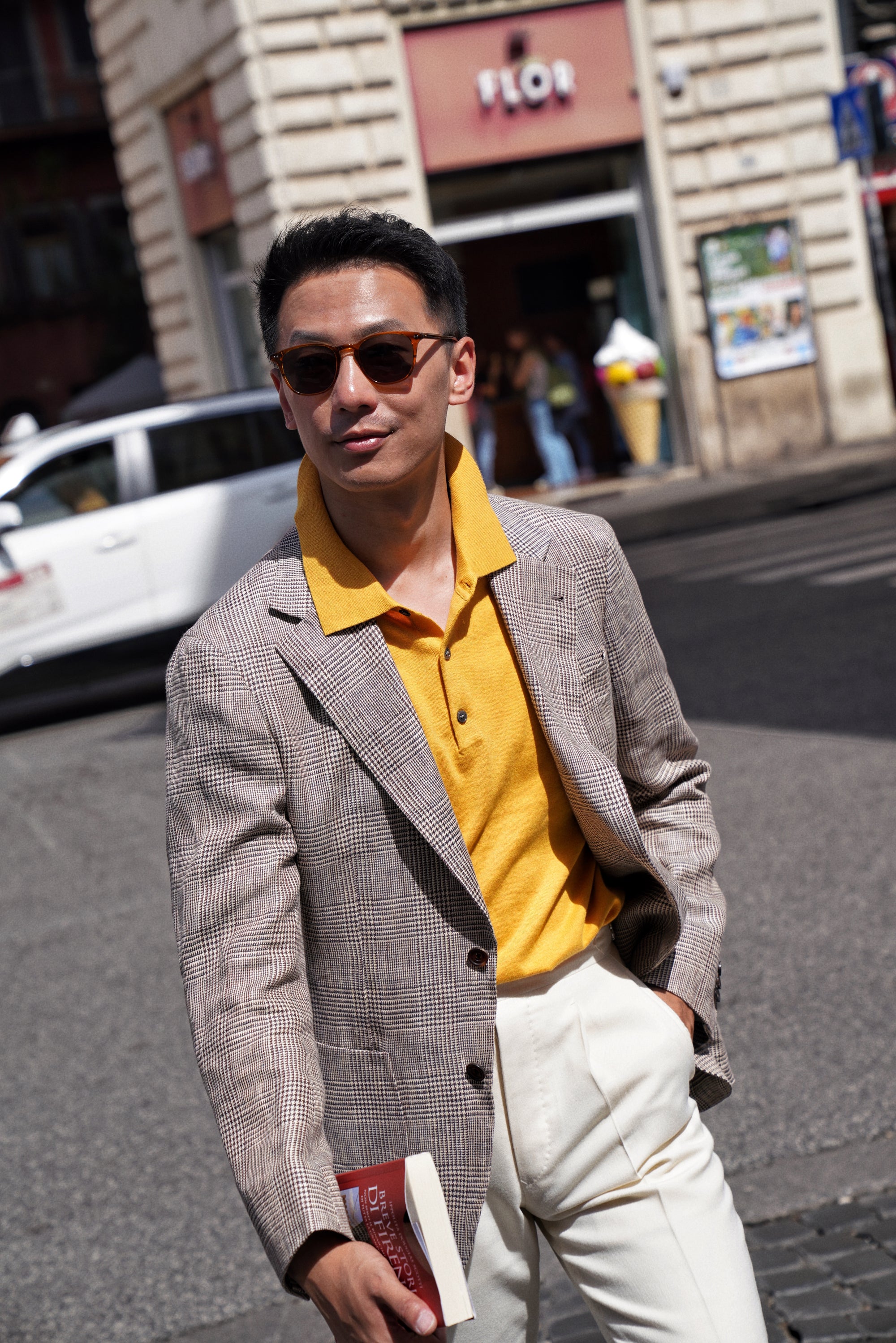 Light Brown Glen Check Linen Jacket #51