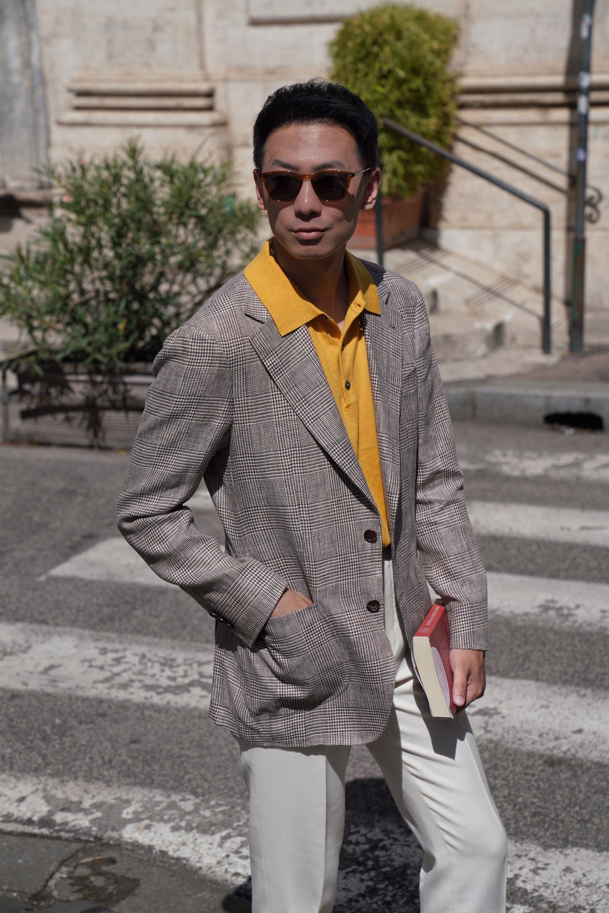 Light Brown Glen Check Linen Jacket #51