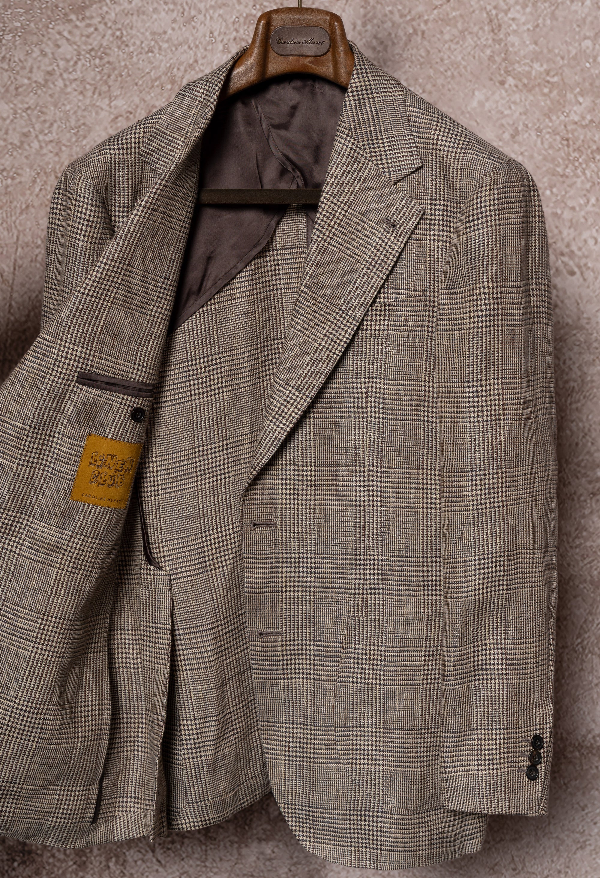 Light Brown Glen Check Linen Jacket #51
