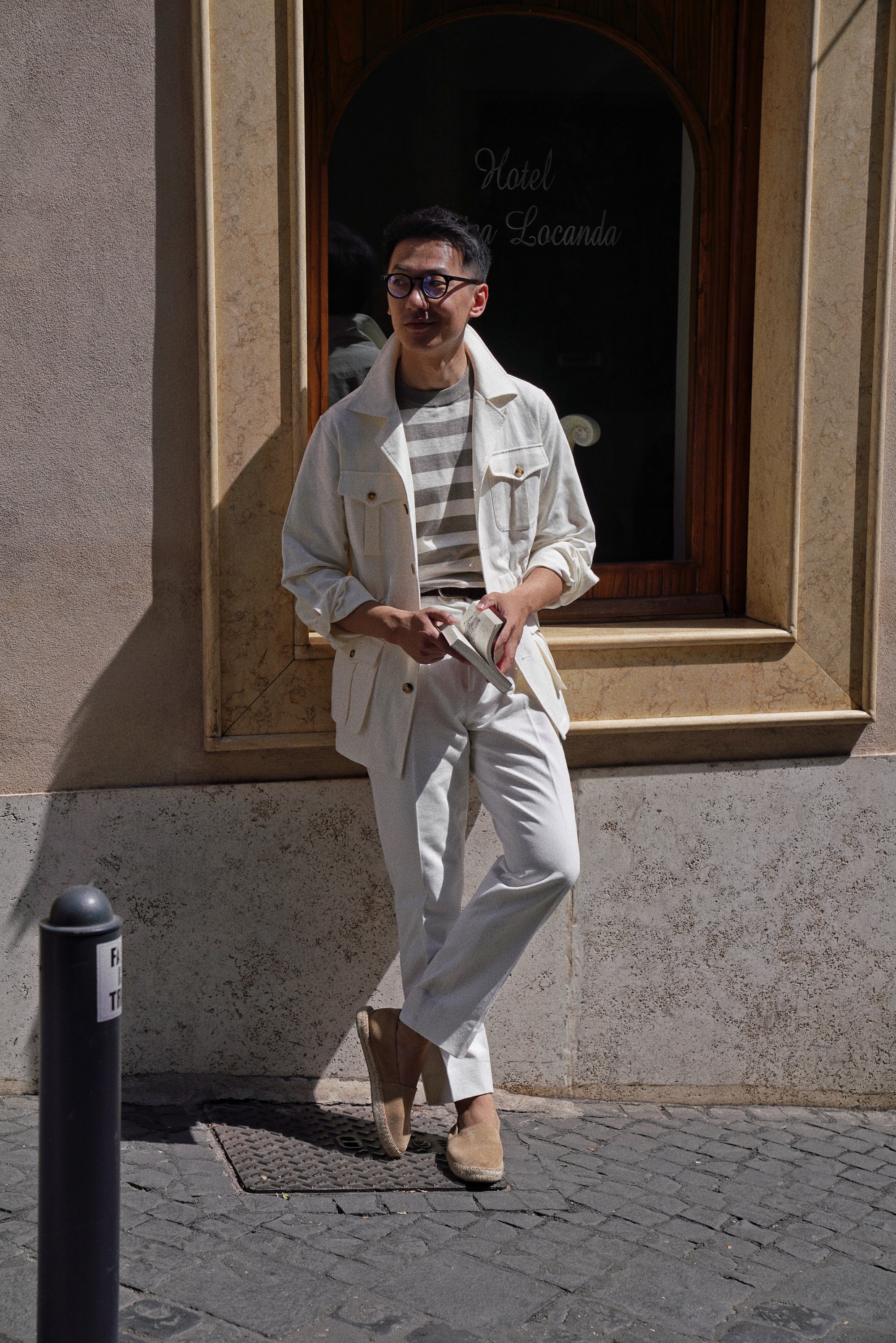 Beige Linen Cotton Safari Jacket
