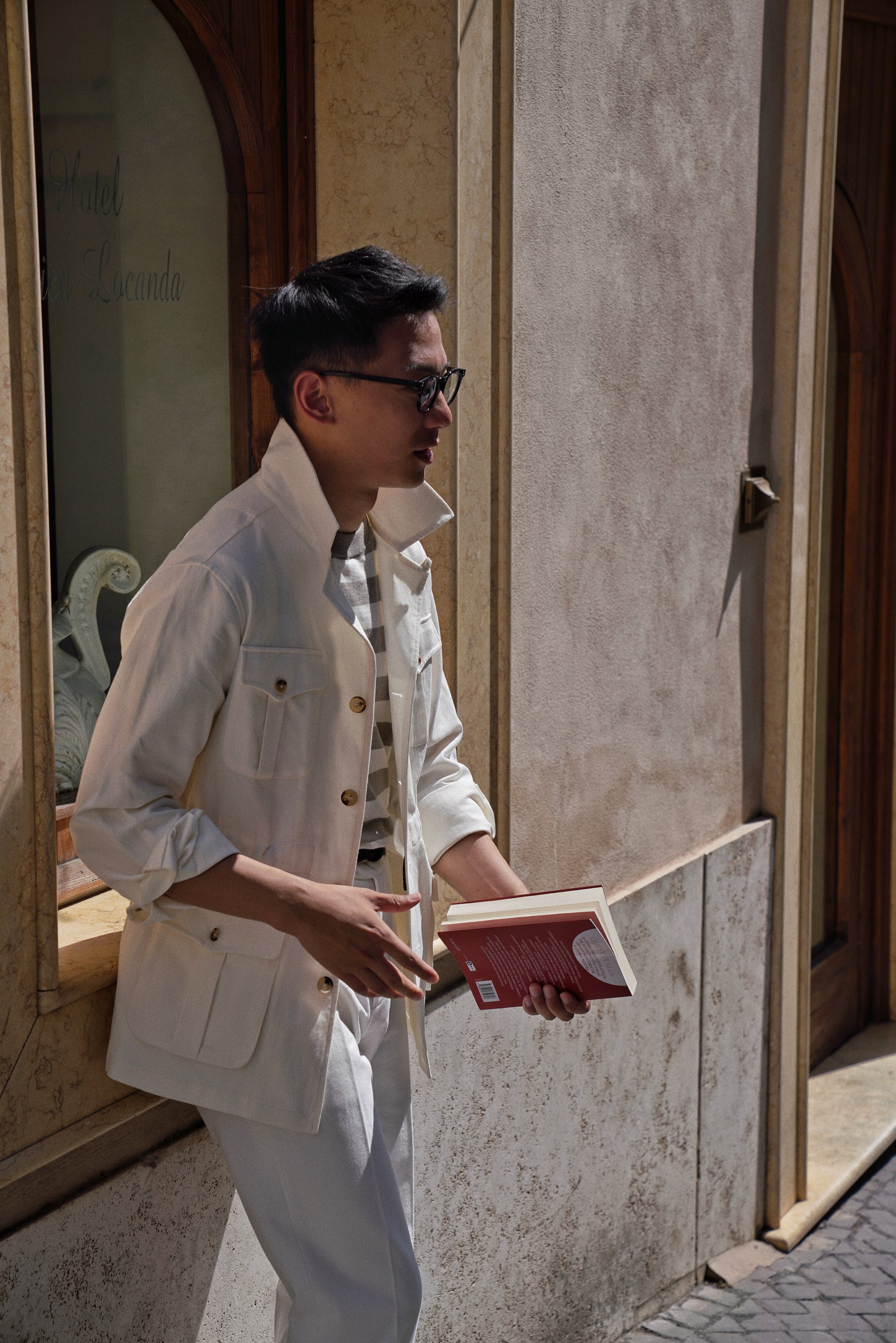 Beige Linen Cotton Safari Jacket