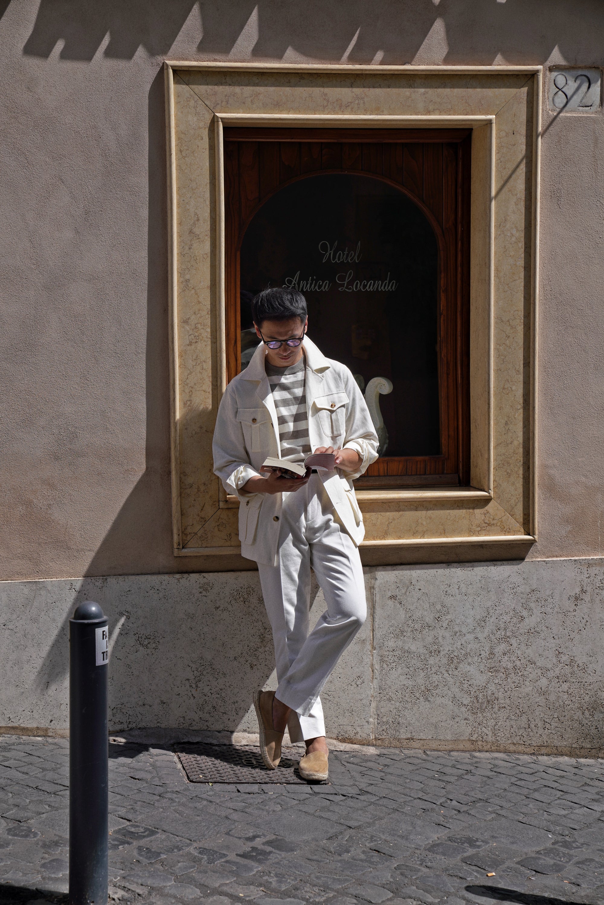 Beige Linen Cotton Safari Jacket