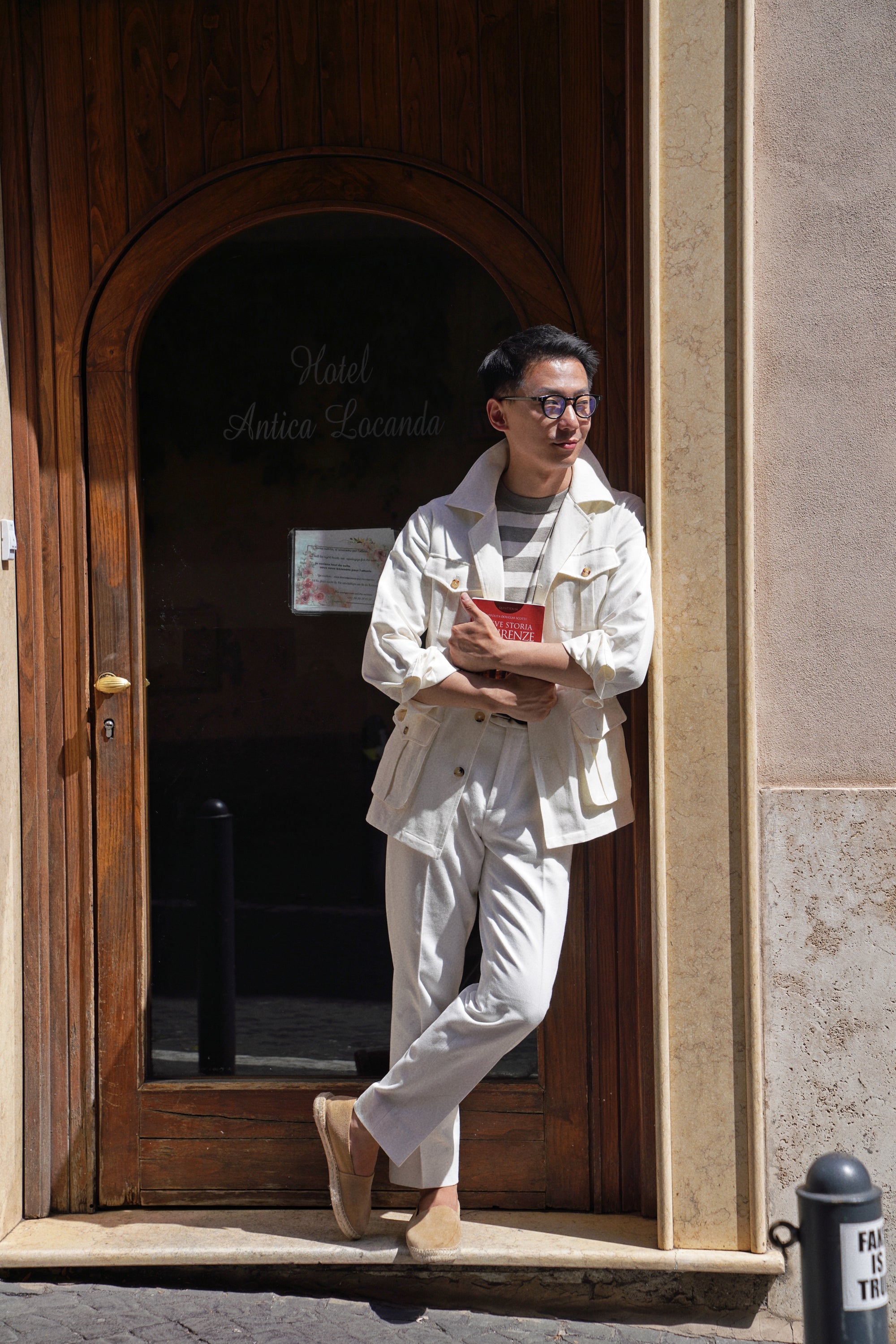 Beige Linen Cotton Safari Jacket