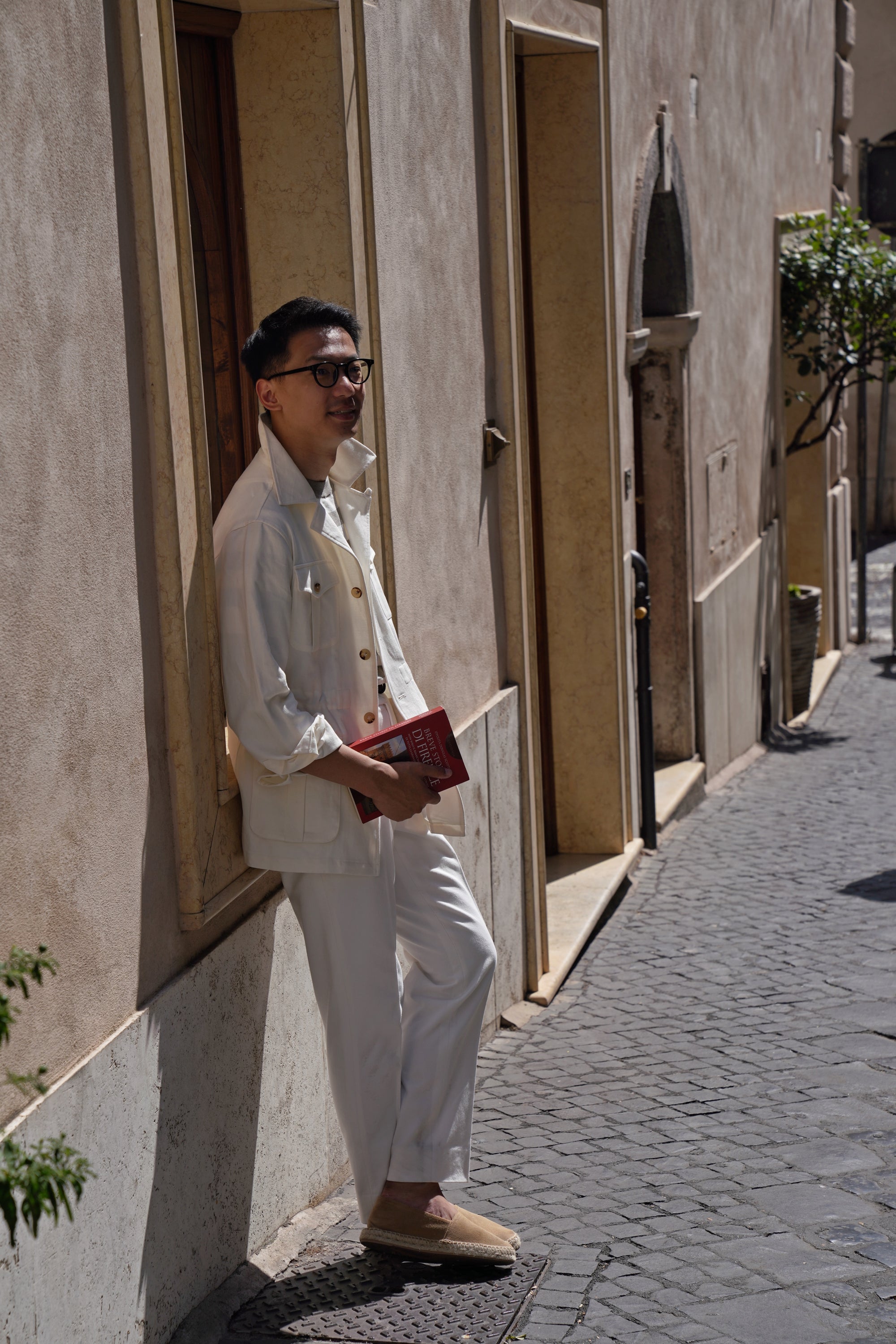 Beige Linen Cotton Safari Jacket