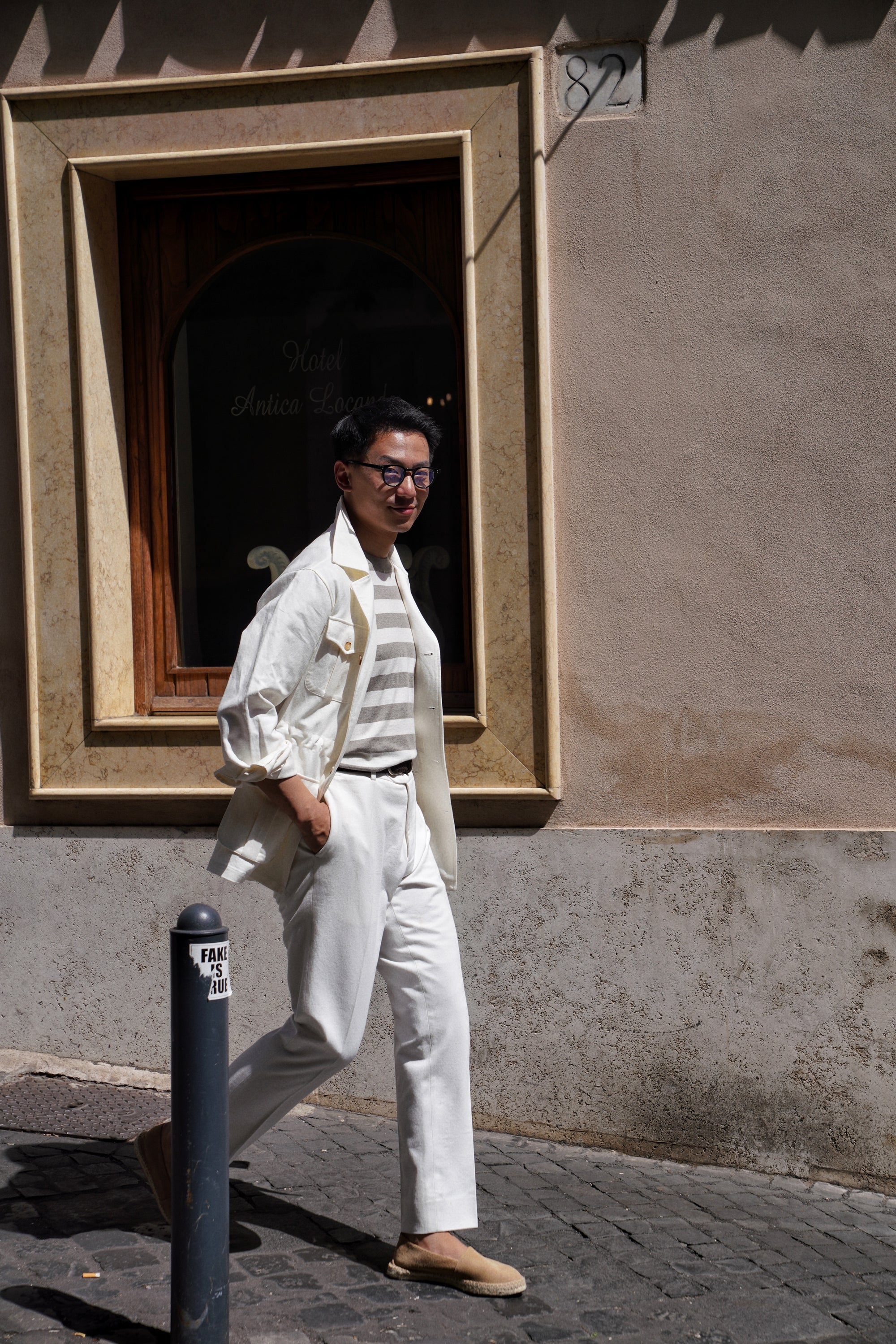 Beige Linen Cotton Safari Jacket