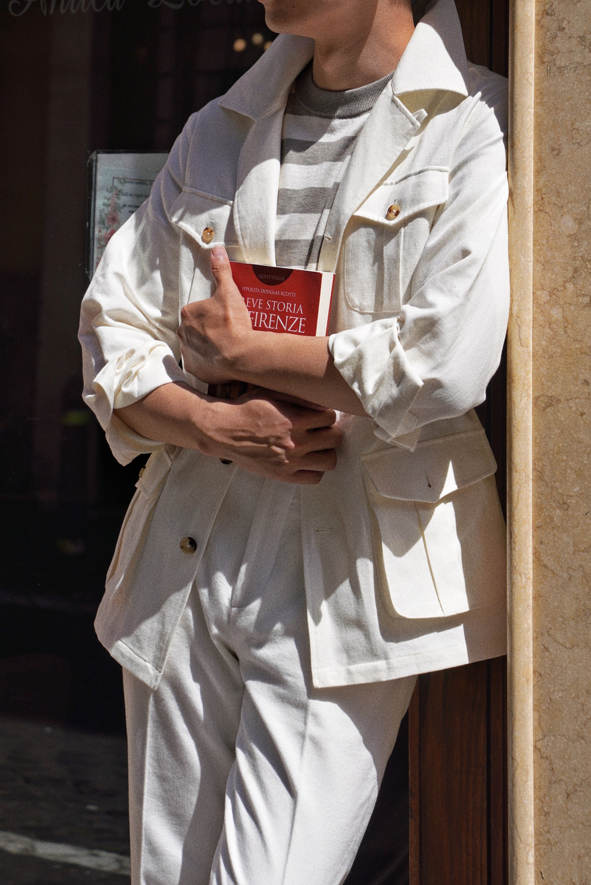 Beige Linen Cotton Safari Jacket