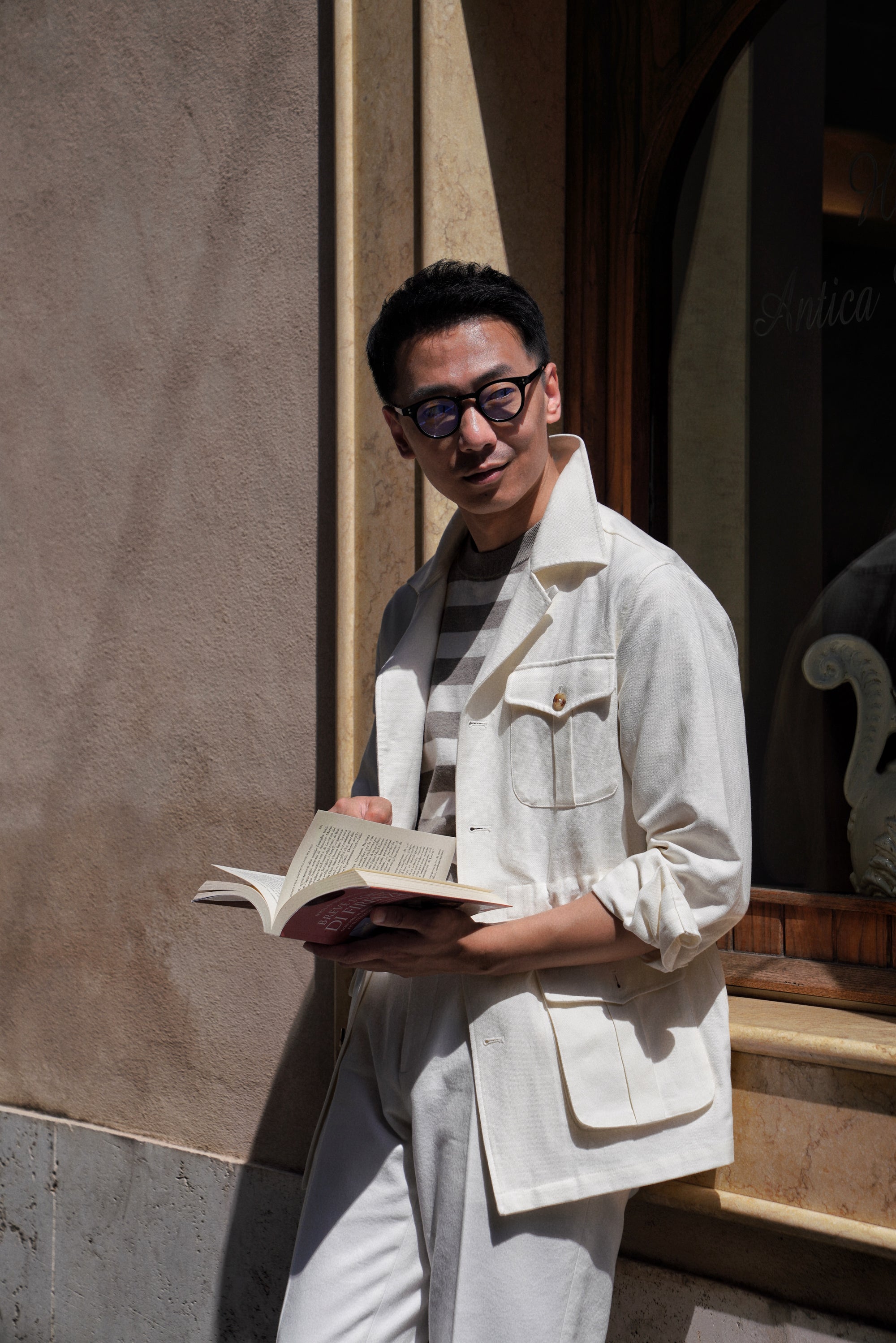 Beige Linen Cotton Safari Jacket