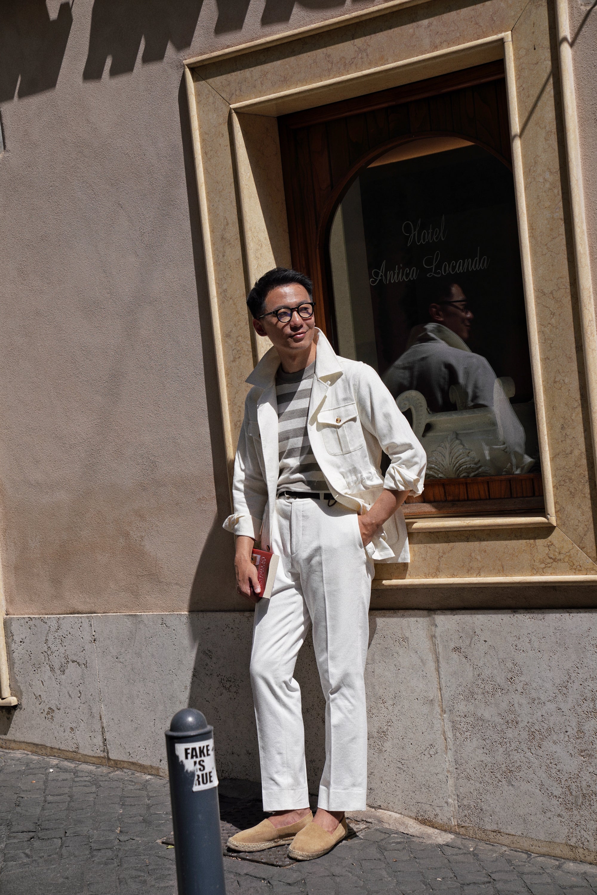 Beige Linen Cotton Safari Jacket