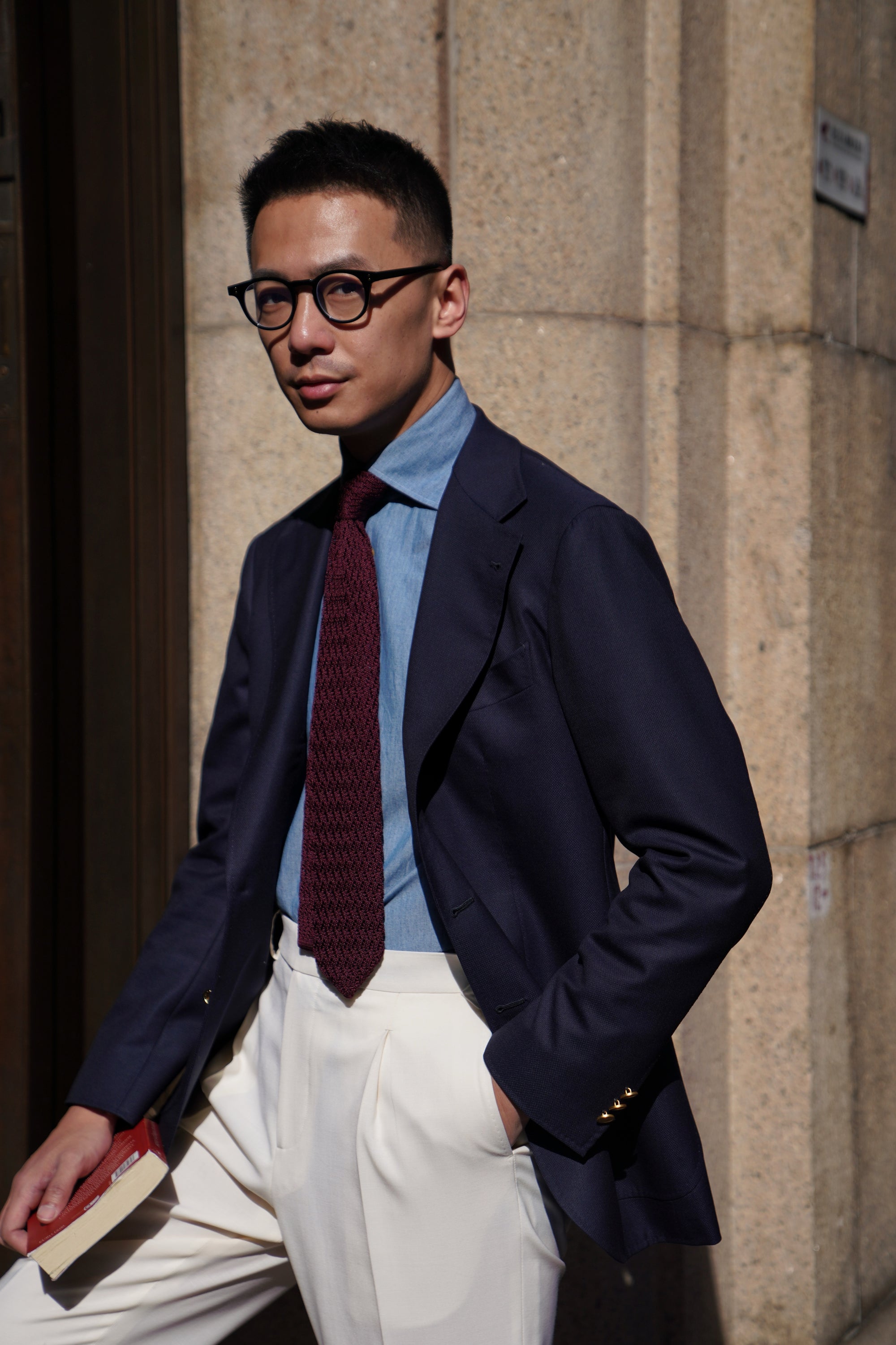 Navy Wool Silk Blazer #195