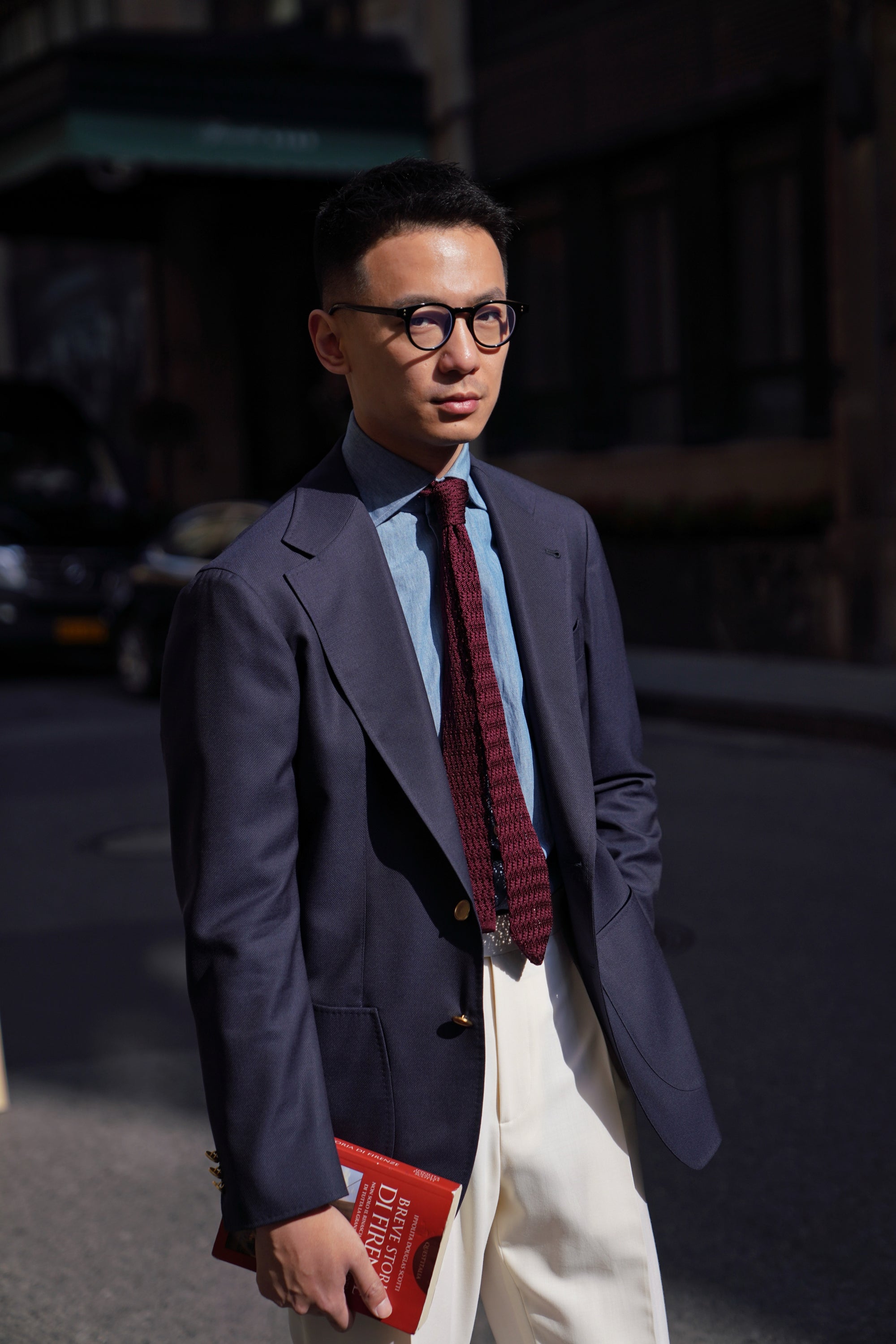Navy Wool Silk Blazer #195