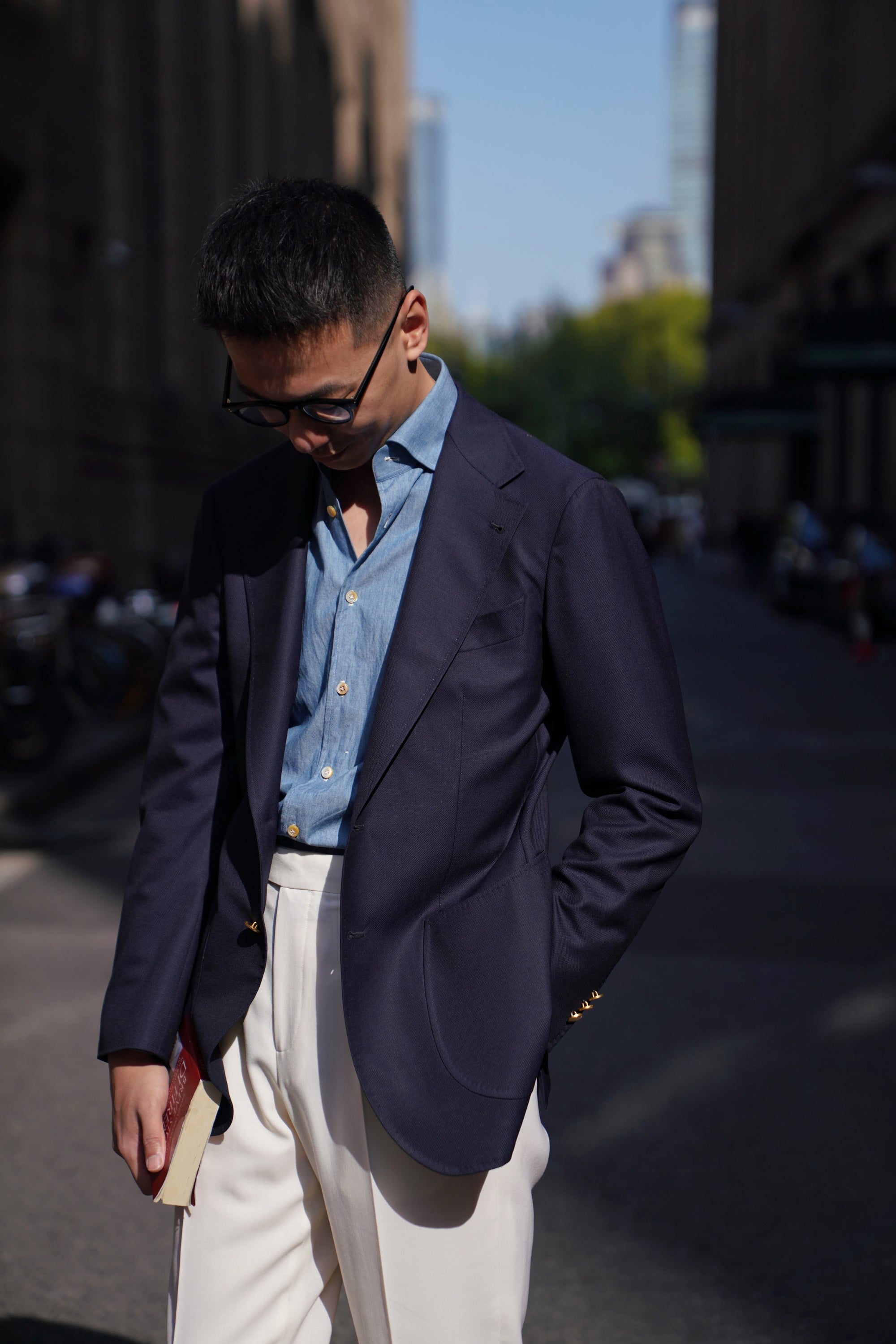 Navy Wool Silk Blazer #195