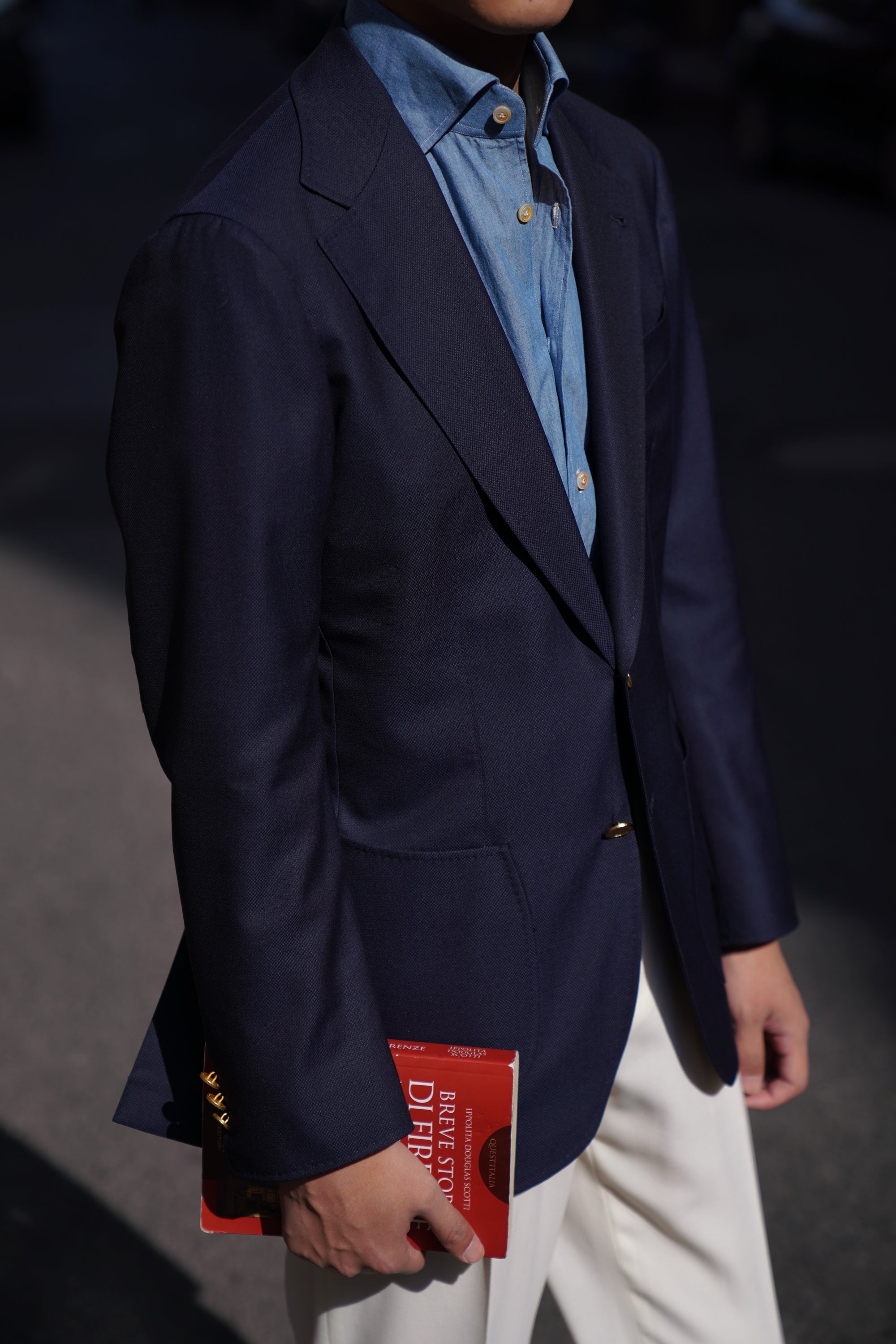 Navy Wool Silk Blazer #195