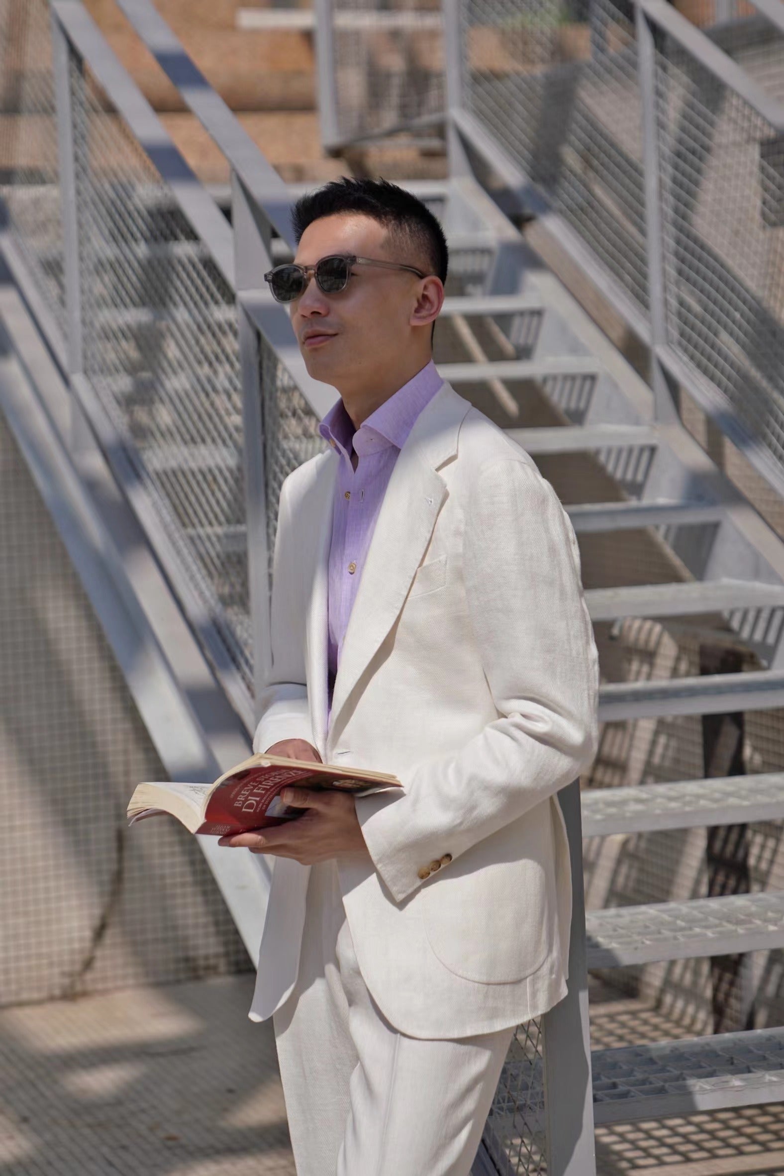 Beige Herringbone Linen Suit #150