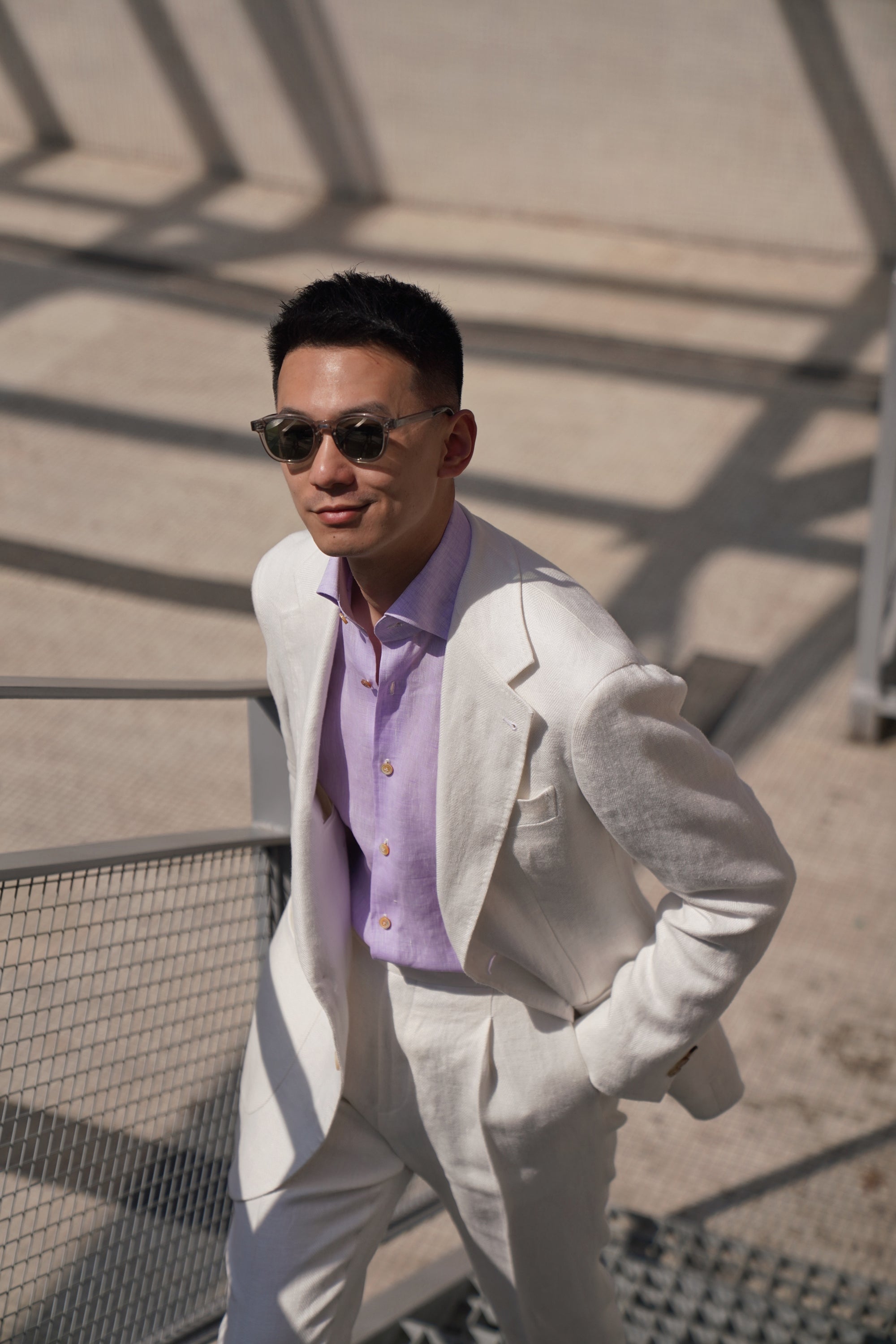Beige Herringbone Linen Suit #150