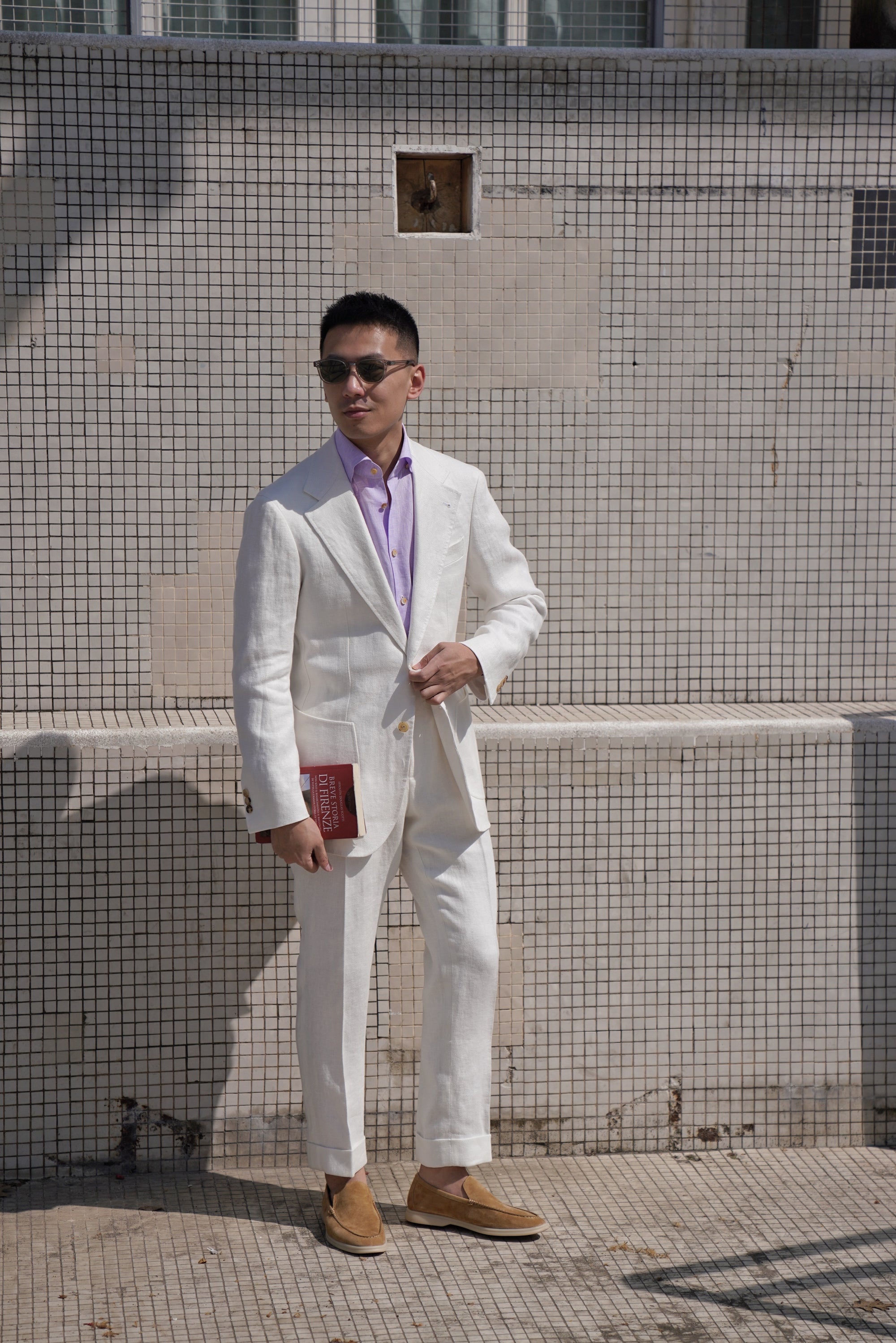 Beige Herringbone Linen Suit #150
