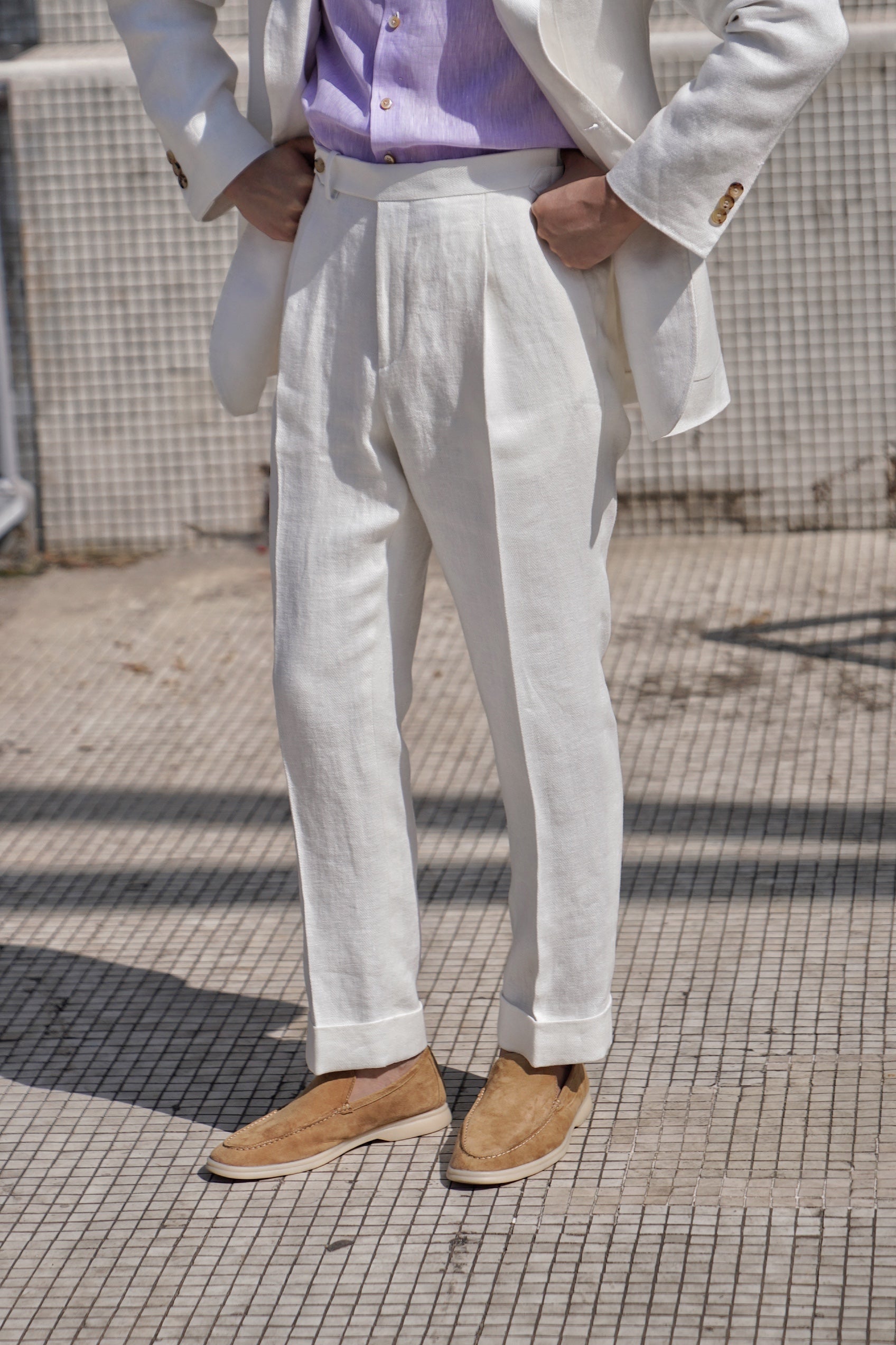 Beige Herringbone Linen Suit #150