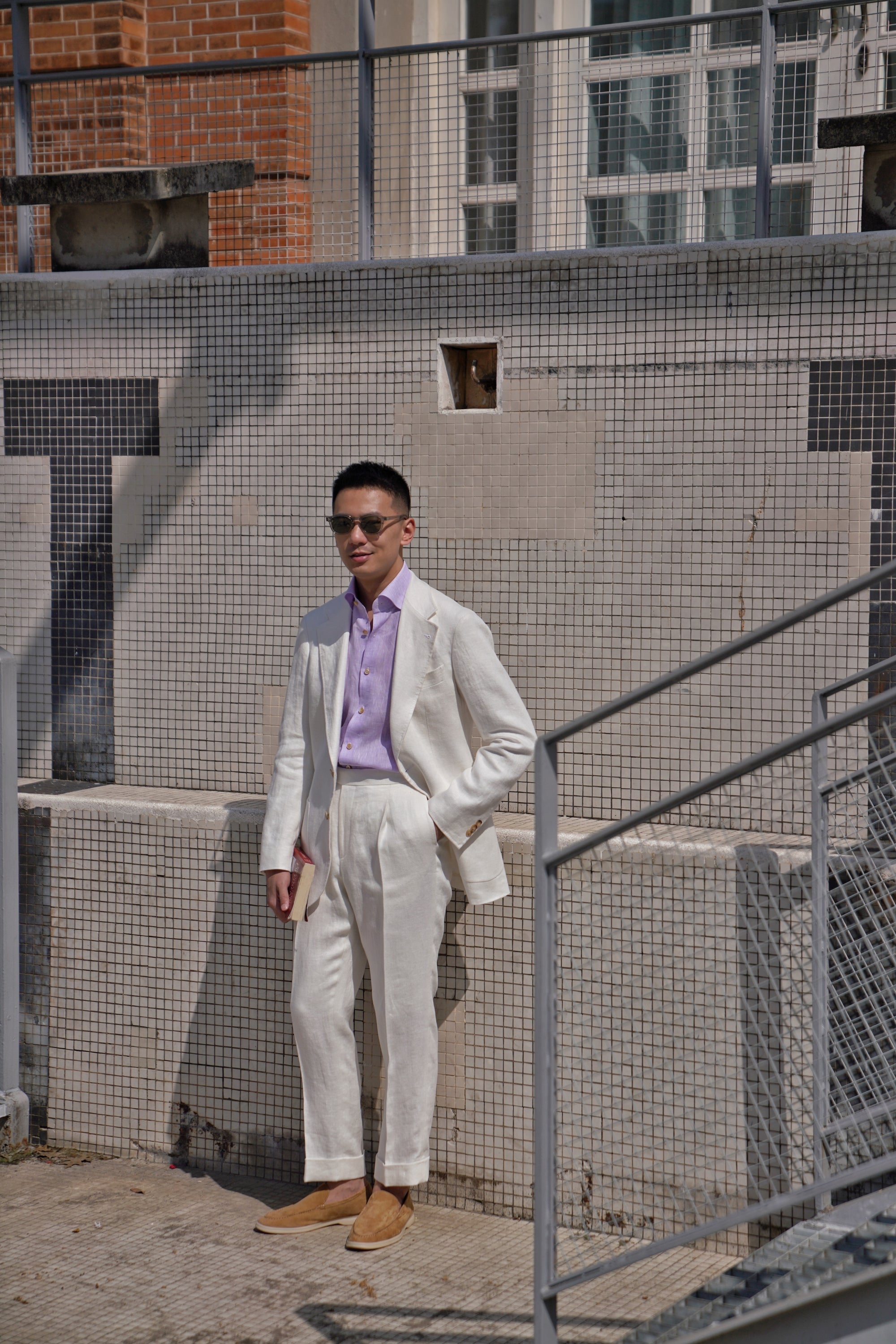 Beige Herringbone Linen Suit #150
