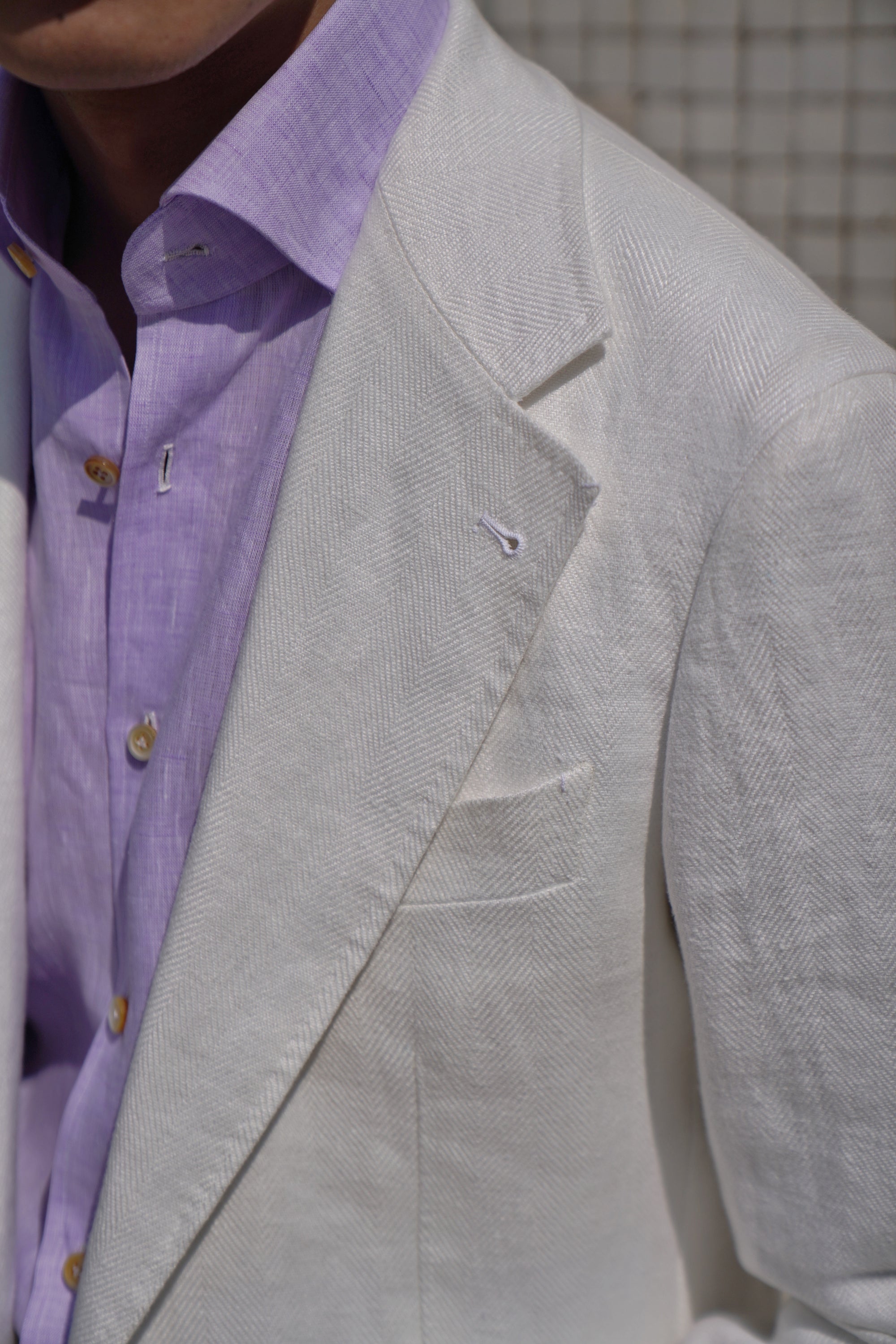 Beige Herringbone Linen Suit #150