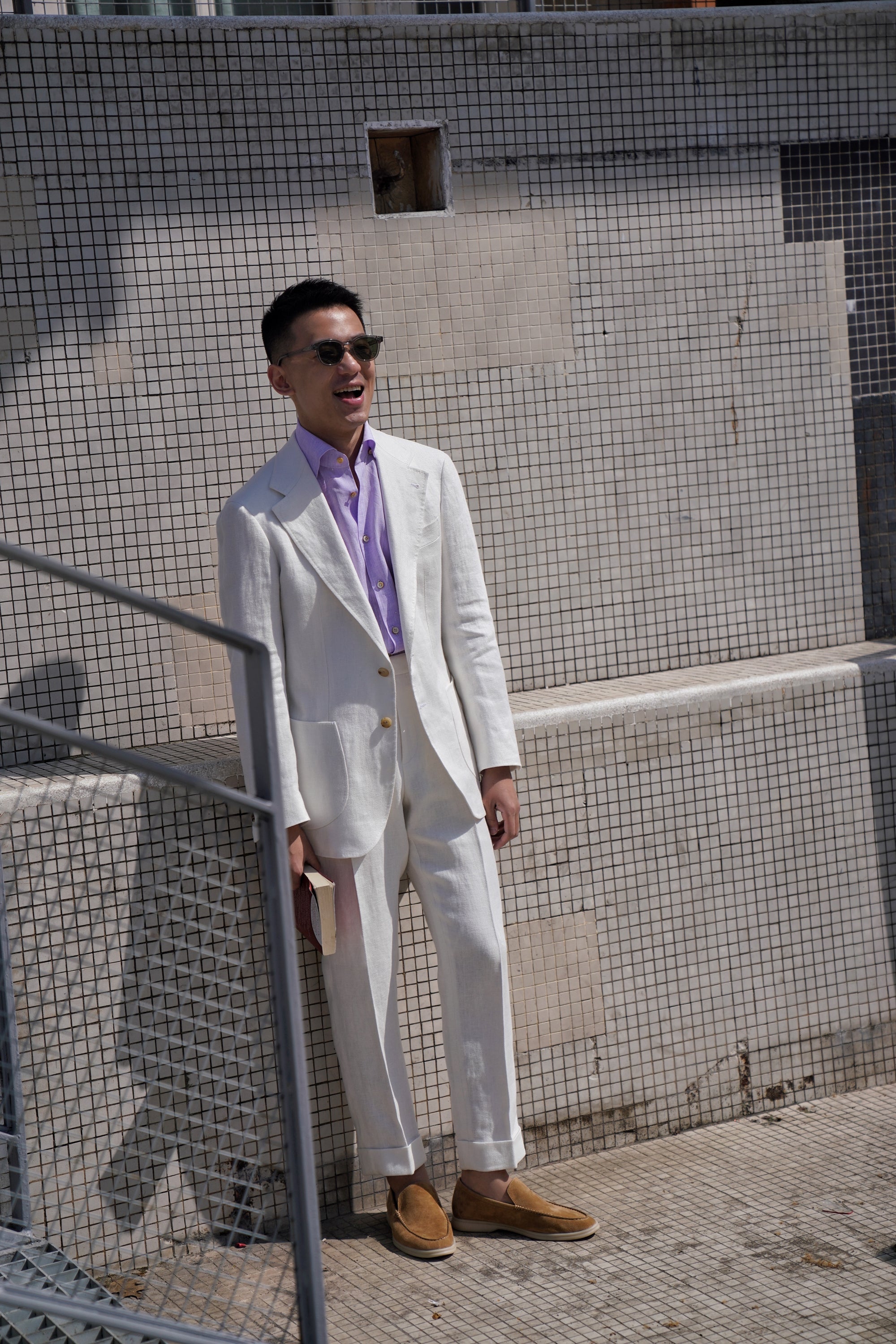 Beige Herringbone Linen Suit #150