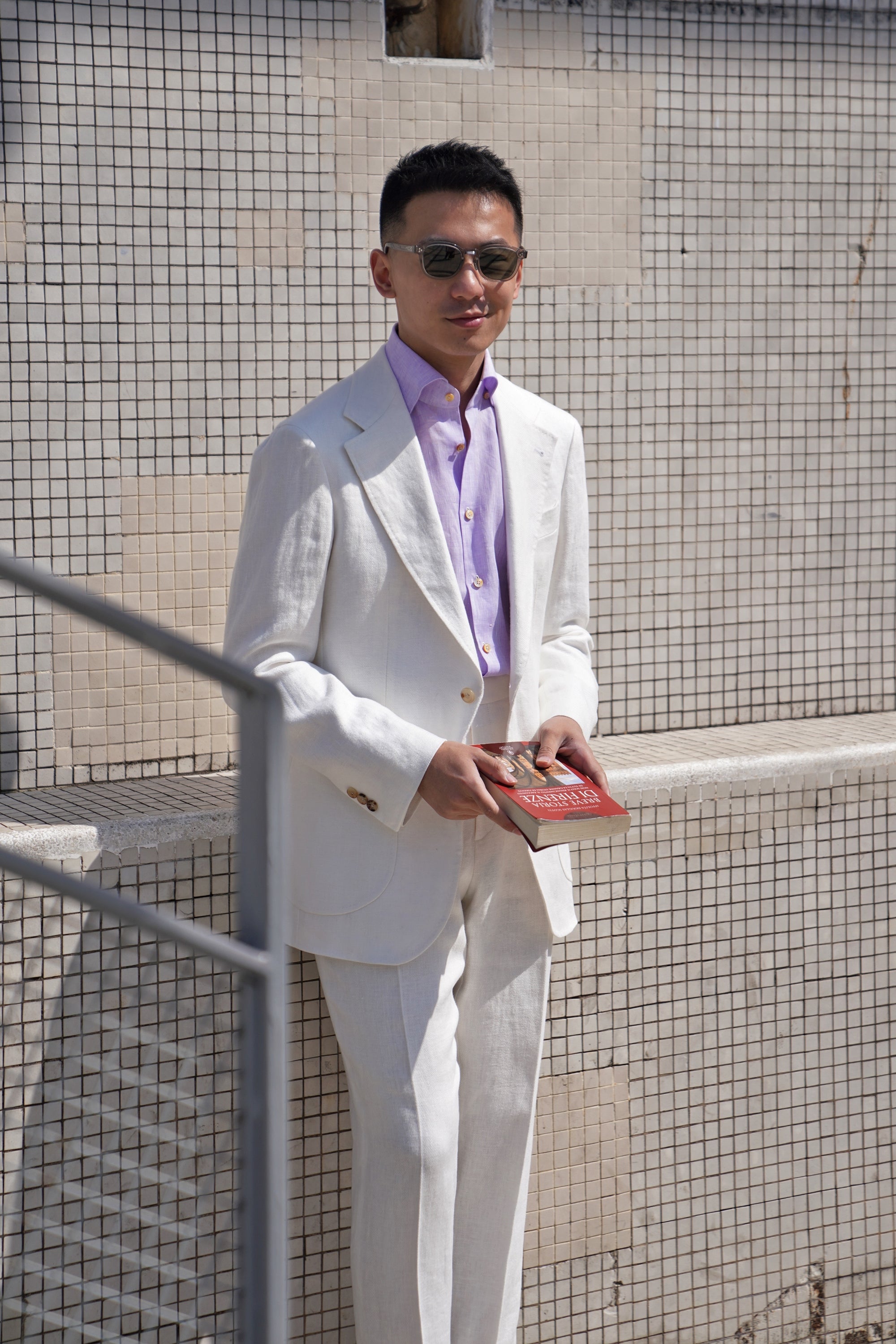 Beige Herringbone Linen Suit #150