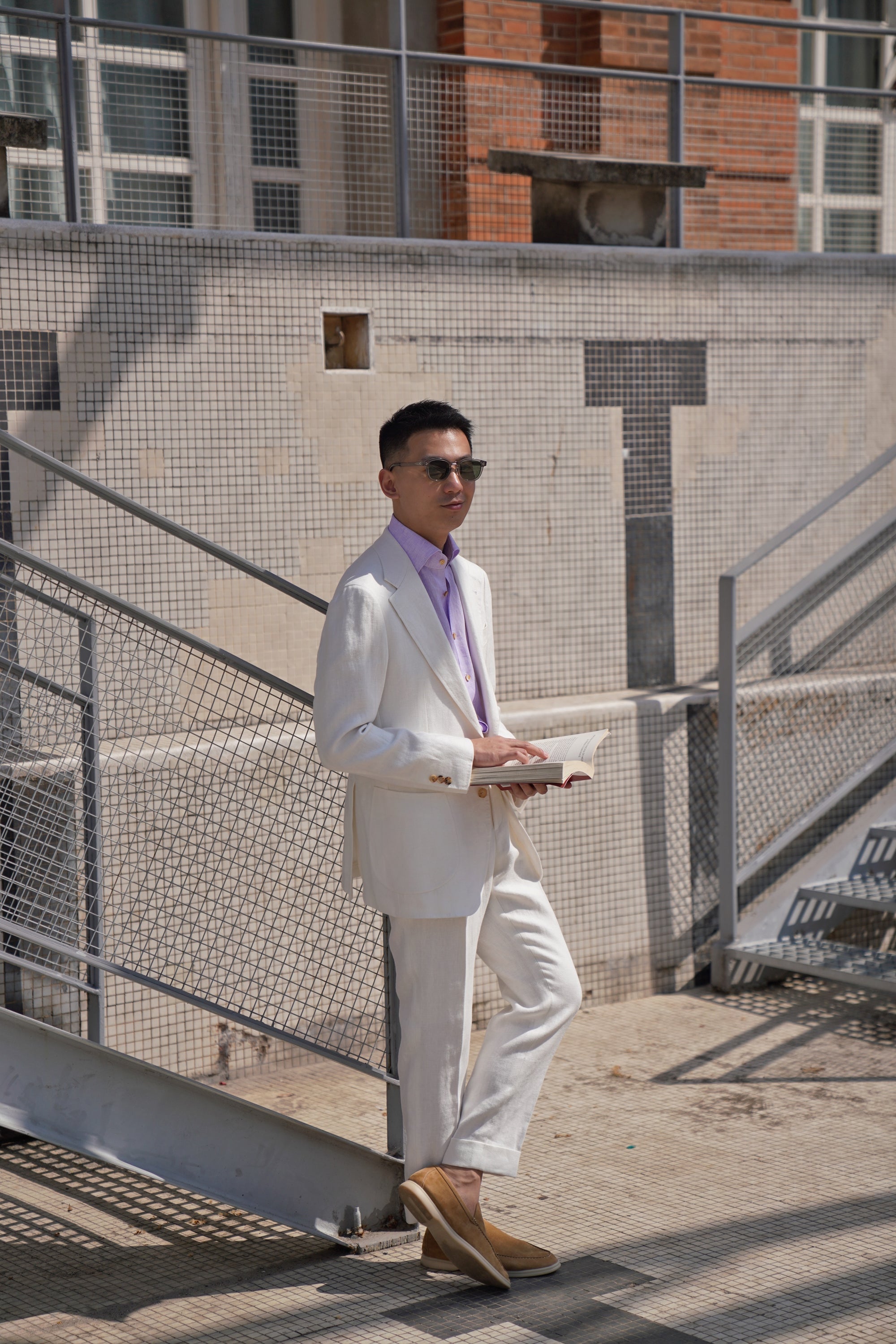 Beige Herringbone Linen Suit #150