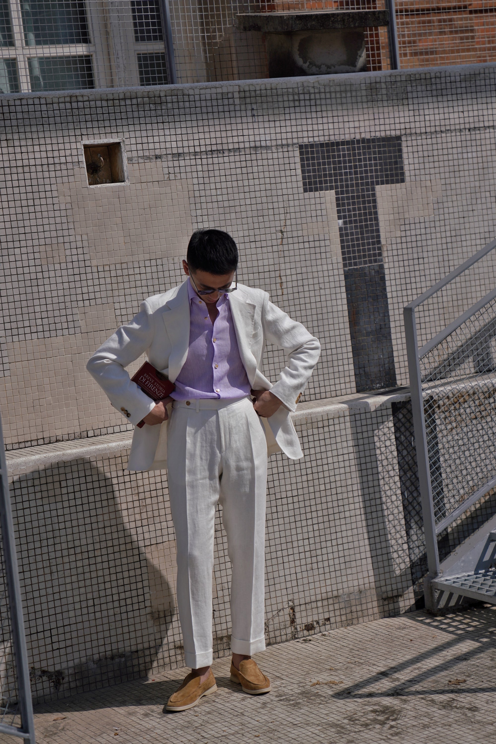 Beige Herringbone Linen Suit #150