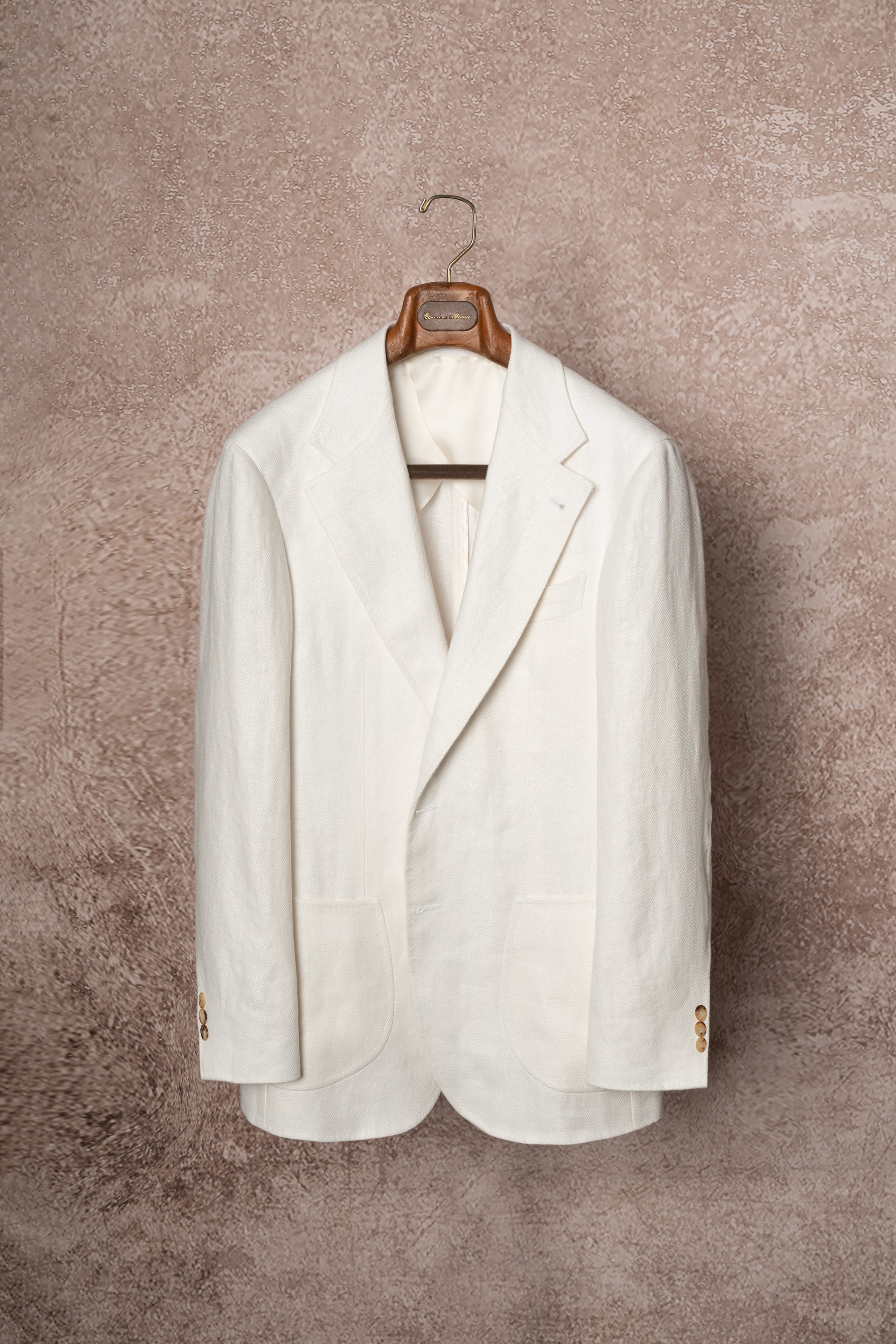 Beige Herringbone Linen Suit #150