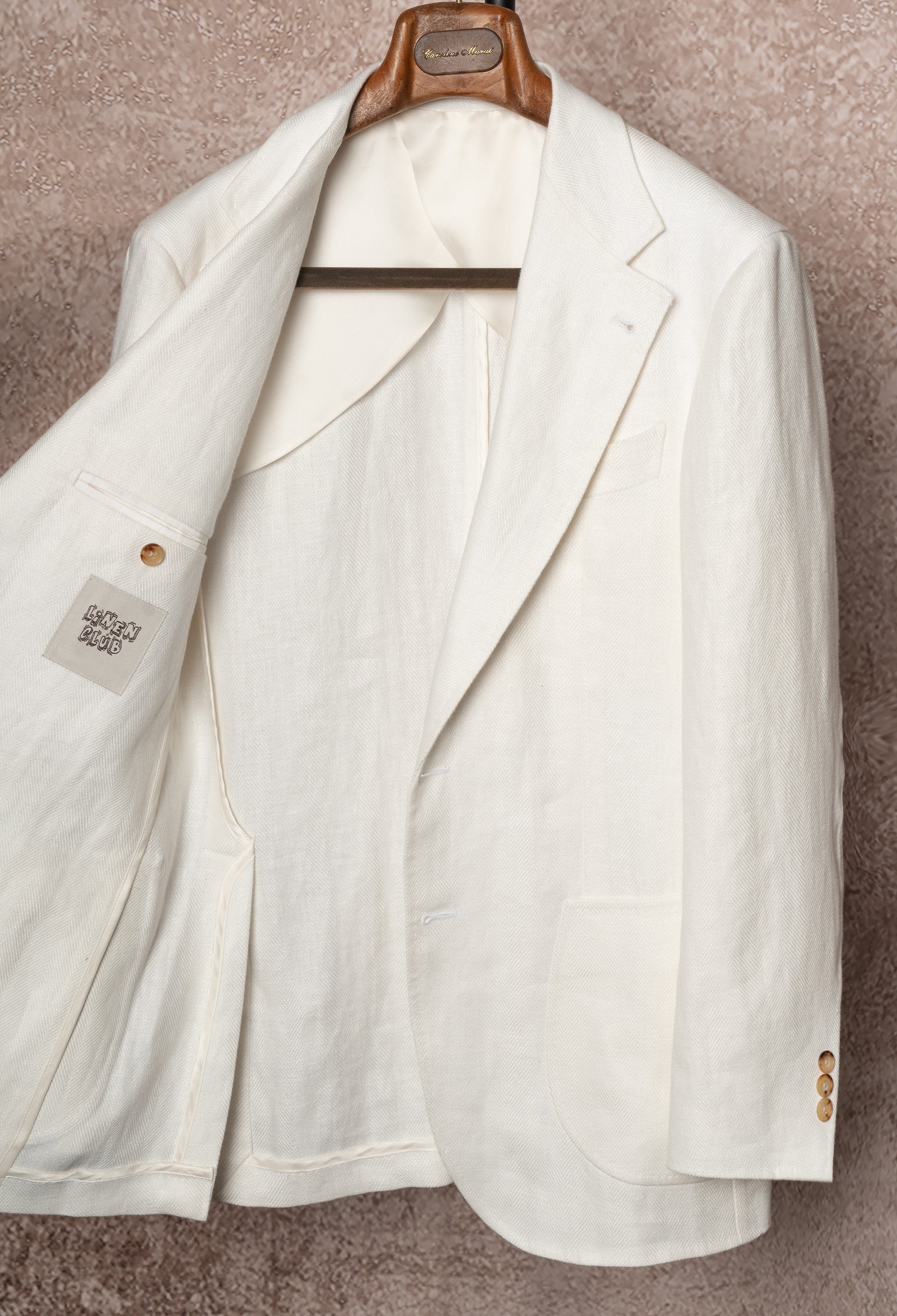 Beige Herringbone Linen Suit #150