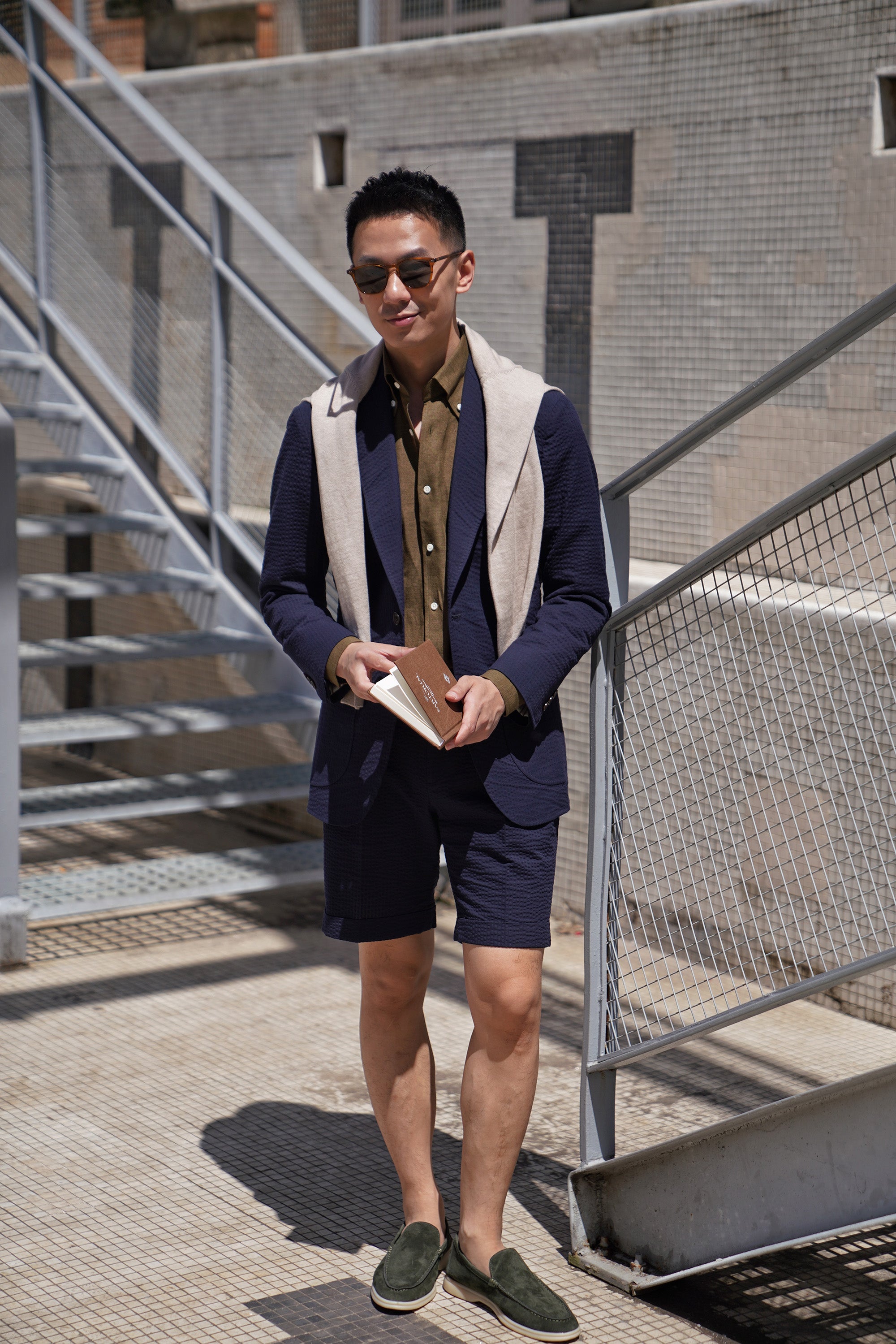 Navy Seersucker Shorts