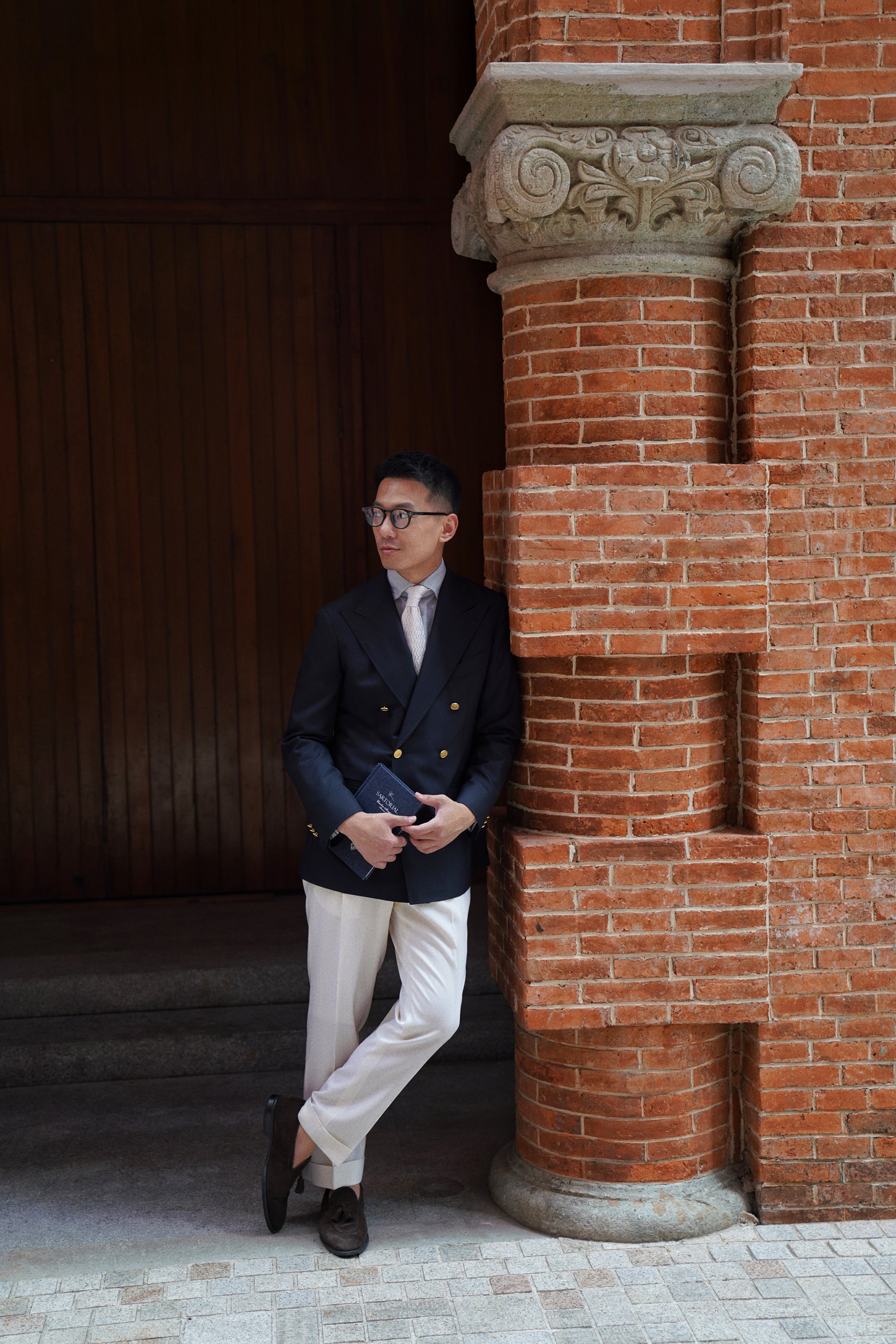 Navy Herringbone 6X2 Double Breasted Blazer #15