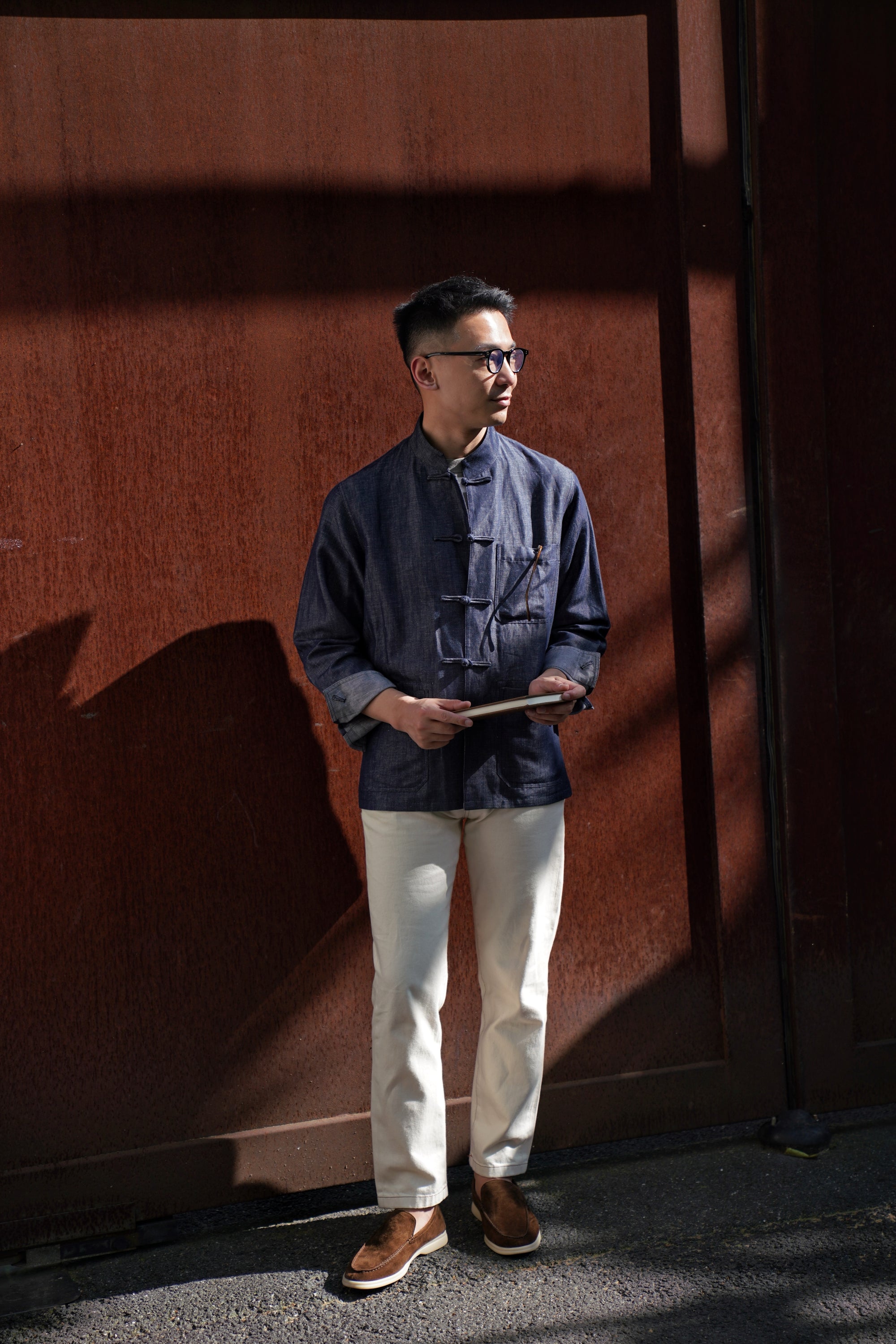 Denim Linen Cotton Mandarin Jacket
