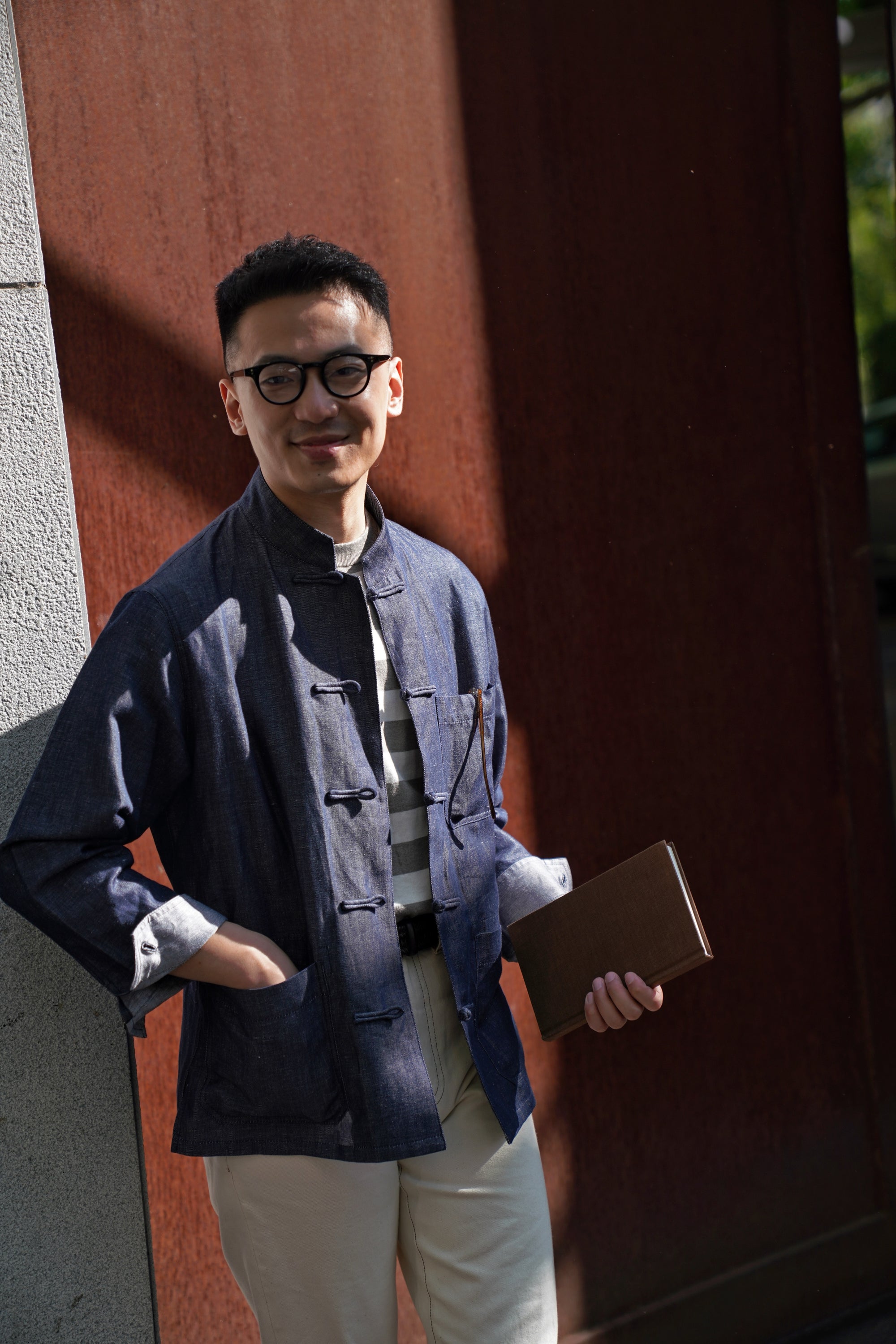 Denim Linen Cotton Mandarin Jacket