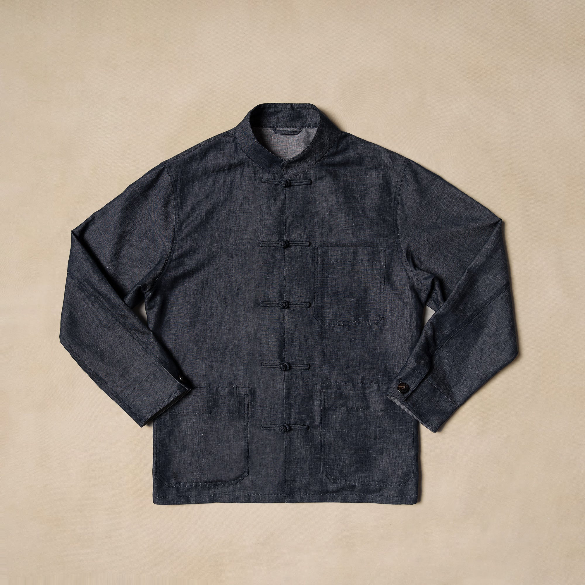 Denim Linen Cotton Mandarin Jacket