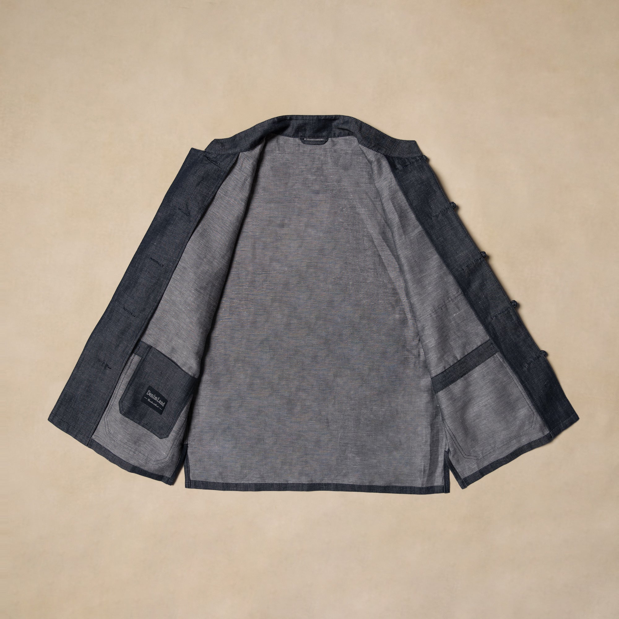 Denim Linen Cotton Mandarin Jacket