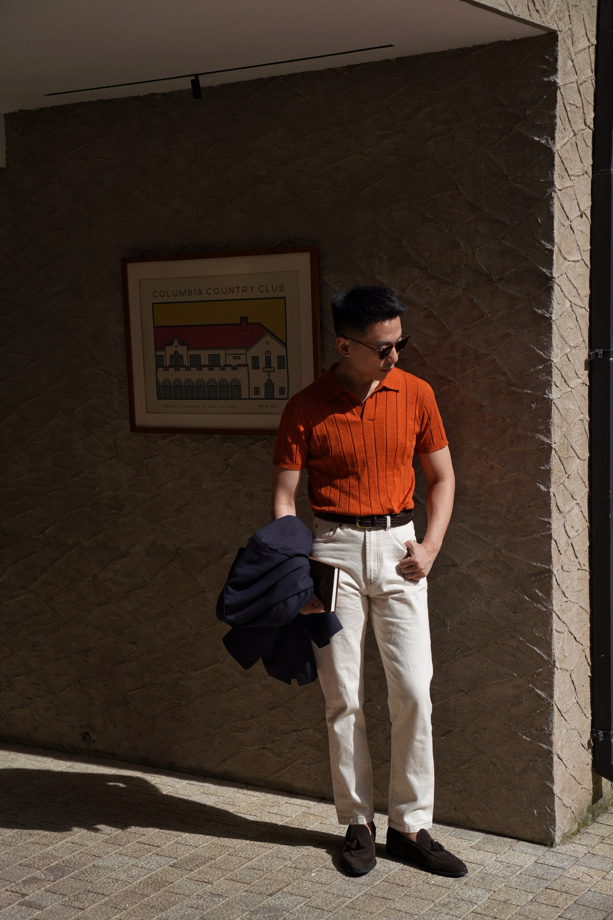 Emerald / Navy / Coral Cotton Blending Knitted Polo
