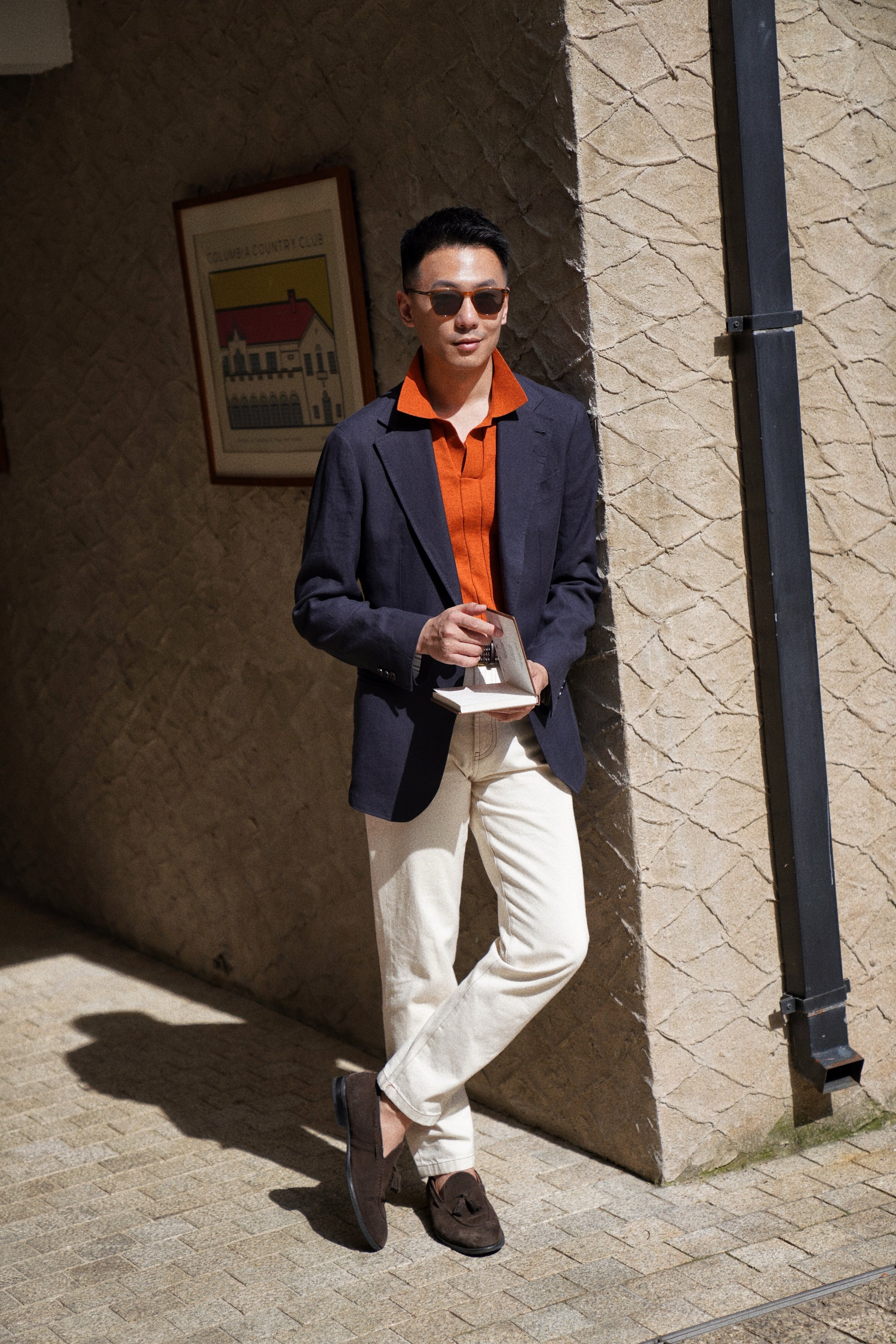 Emerald / Navy / Coral Cotton Blending Knitted Polo