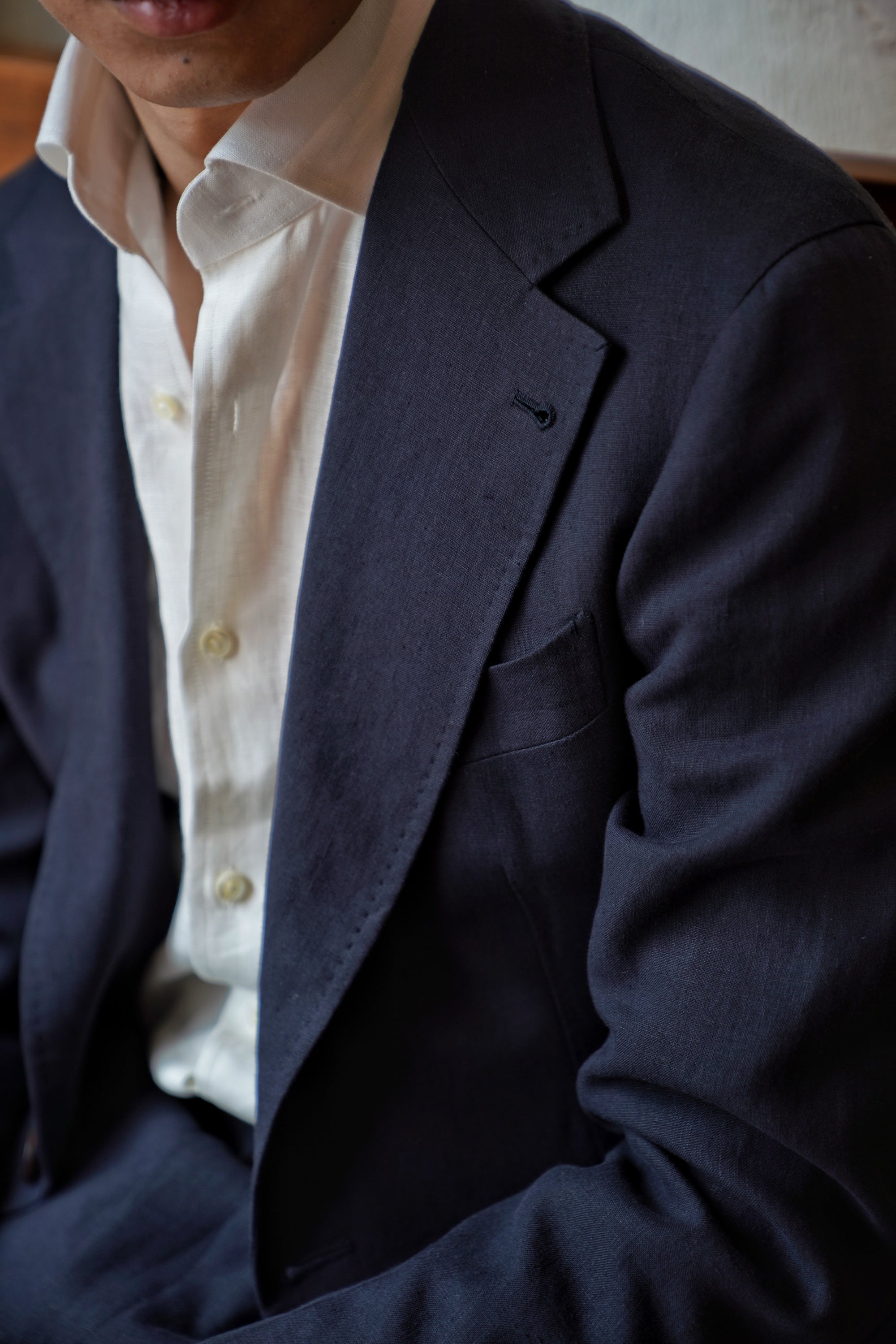 MTO Dark Navy Linen Suit