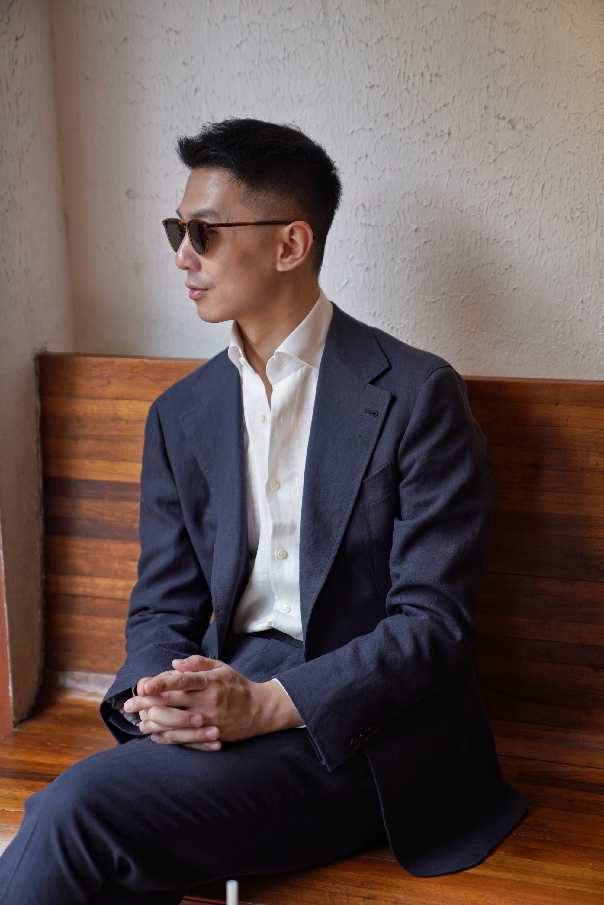 MTO Dark Navy Linen Suit