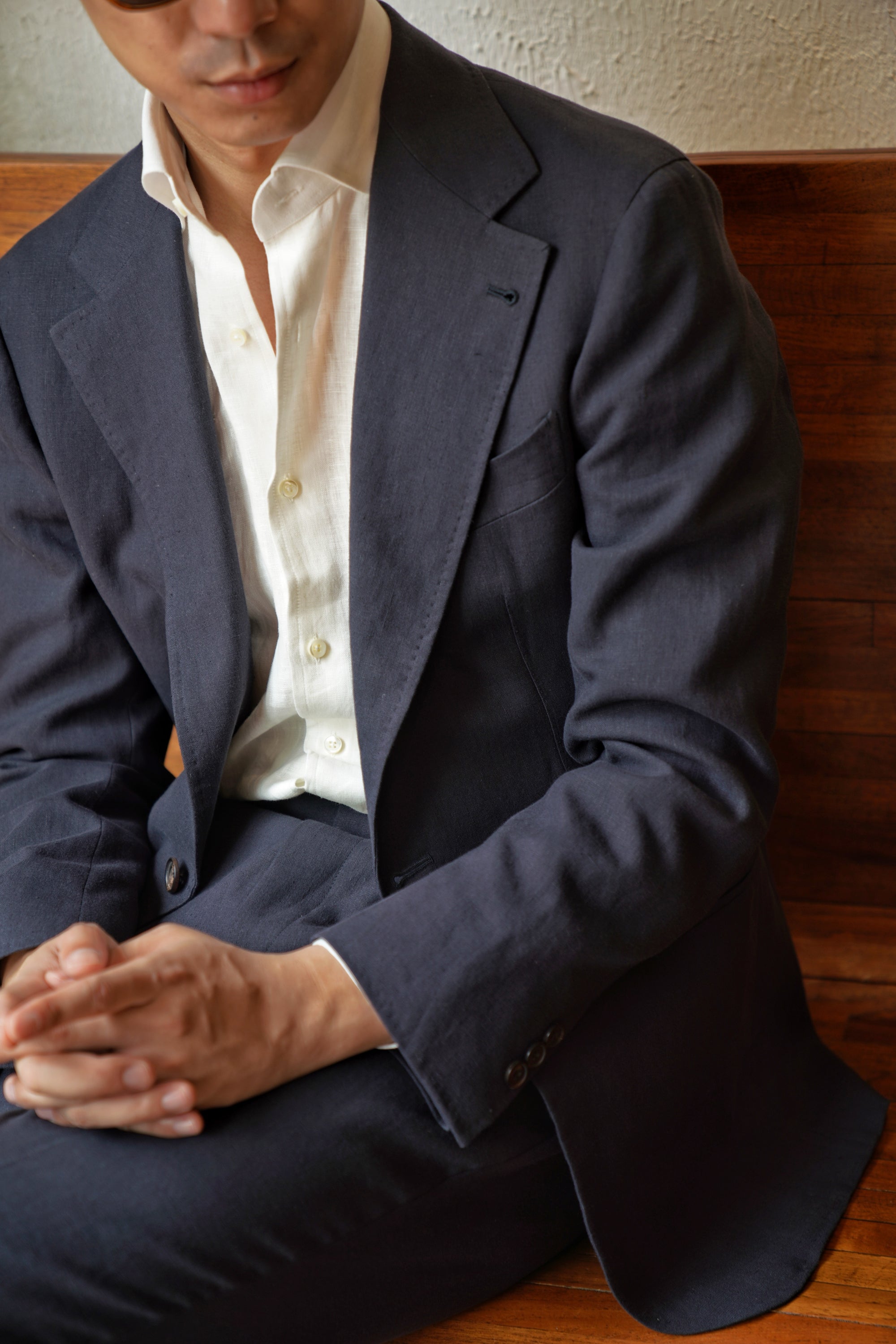 MTO Dark Navy Linen Suit