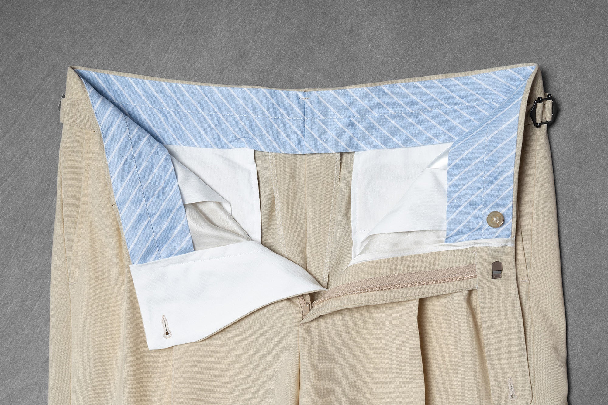 Cream Water-Repellent Wool Trousers