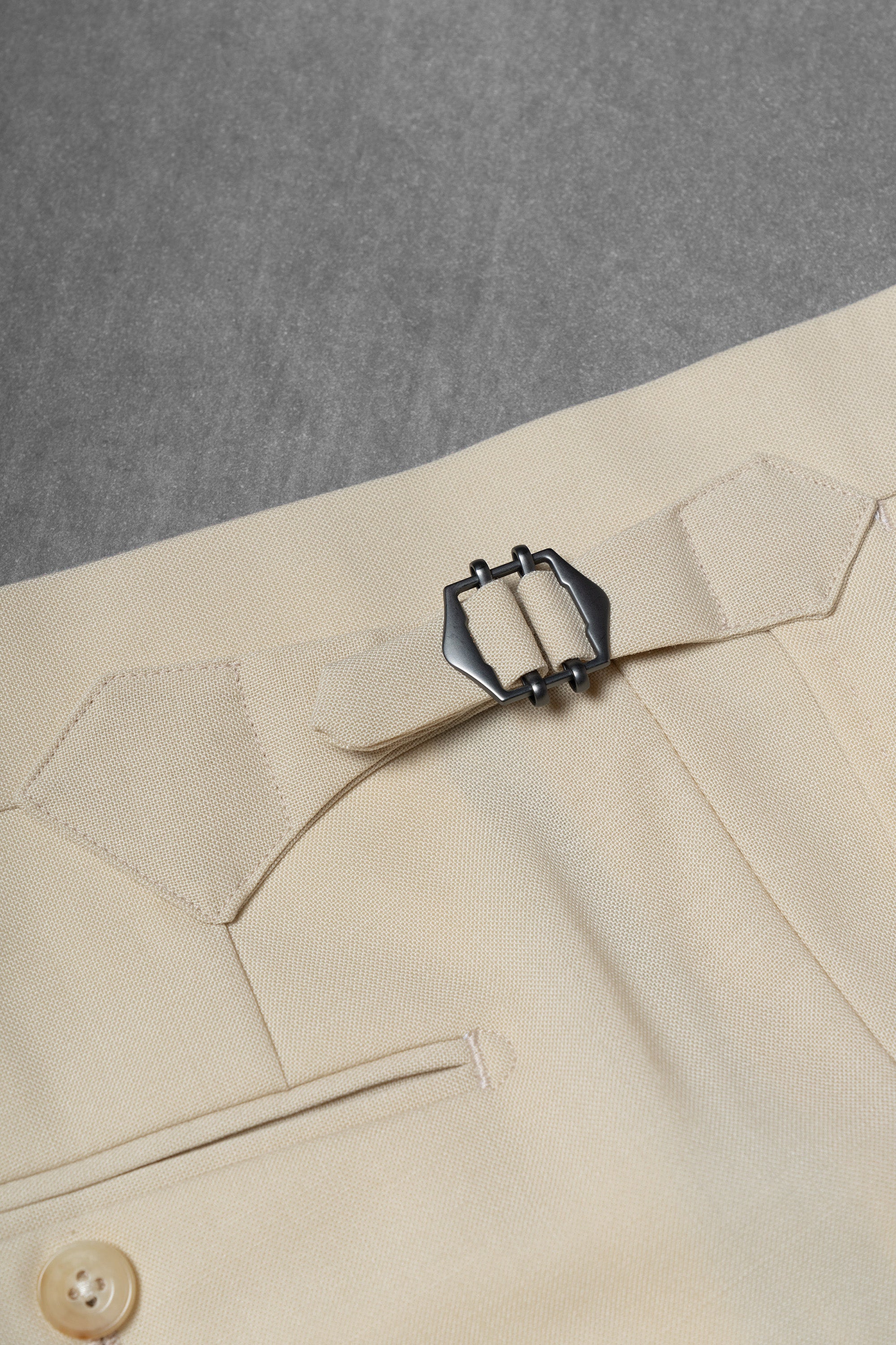 Cream Water-Repellent Wool Trousers