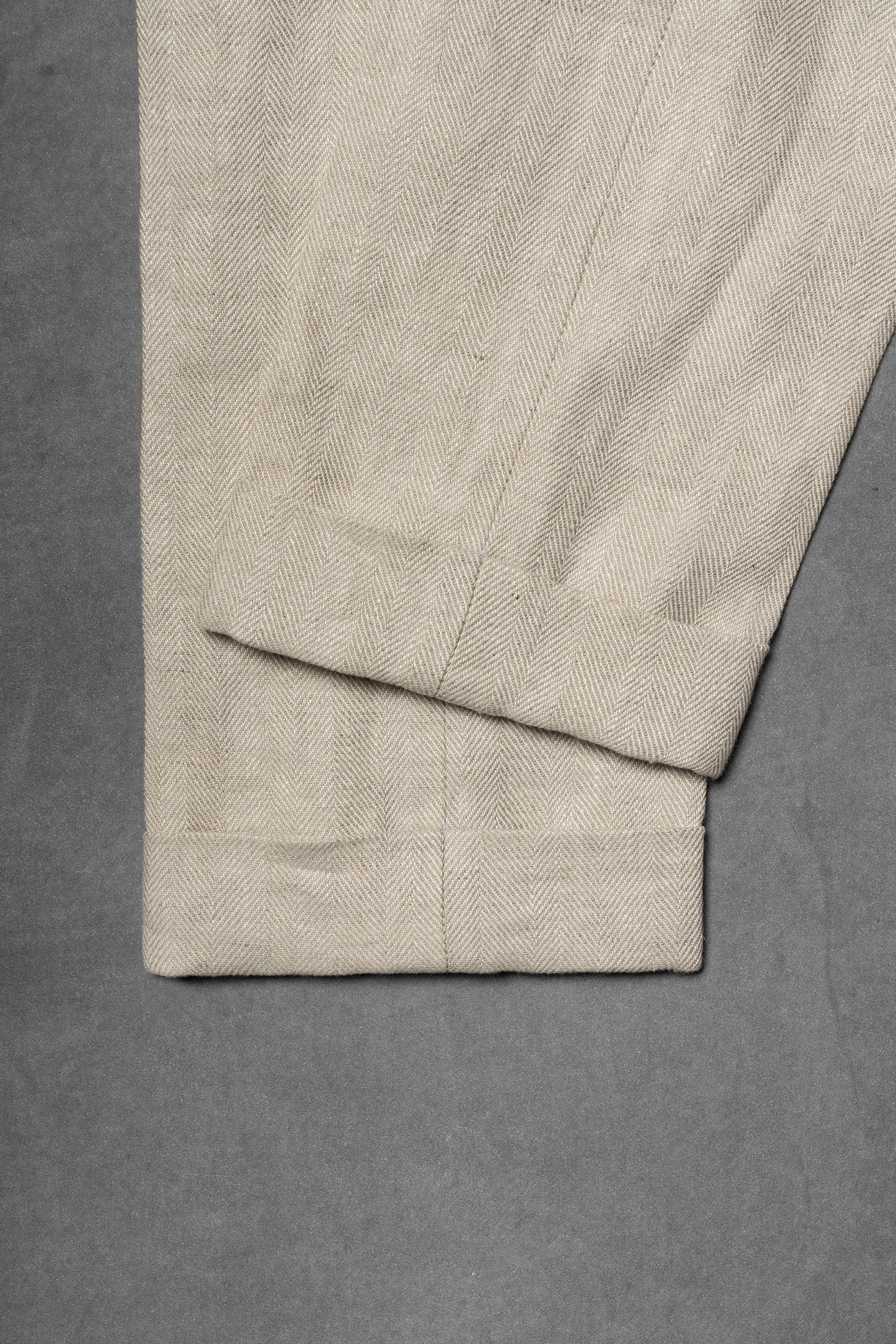 Oatmeal Herringbone Linen Trousers